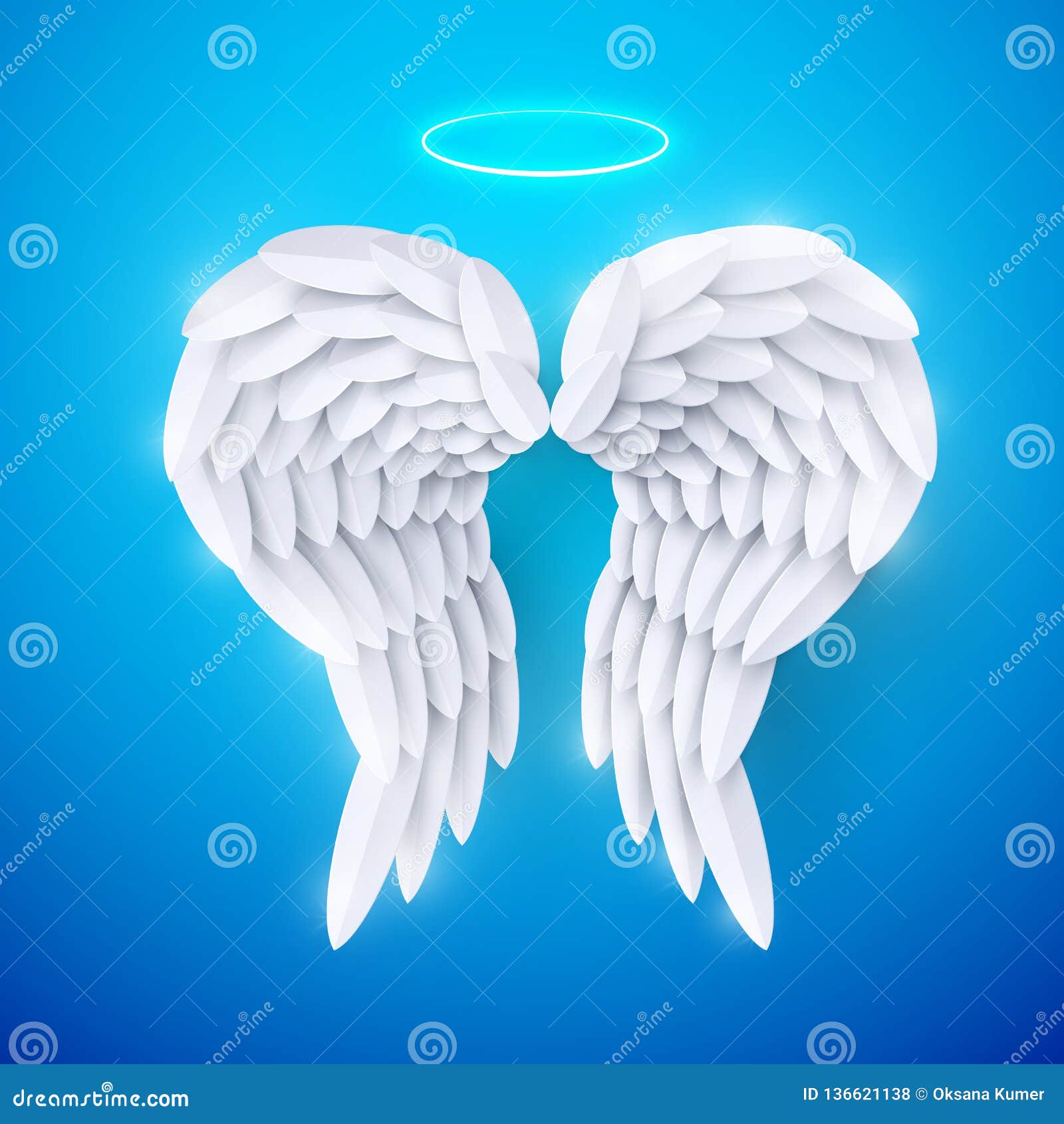 Download Vector 3d White Realistic Layered Paper Cut Angel Wings ...