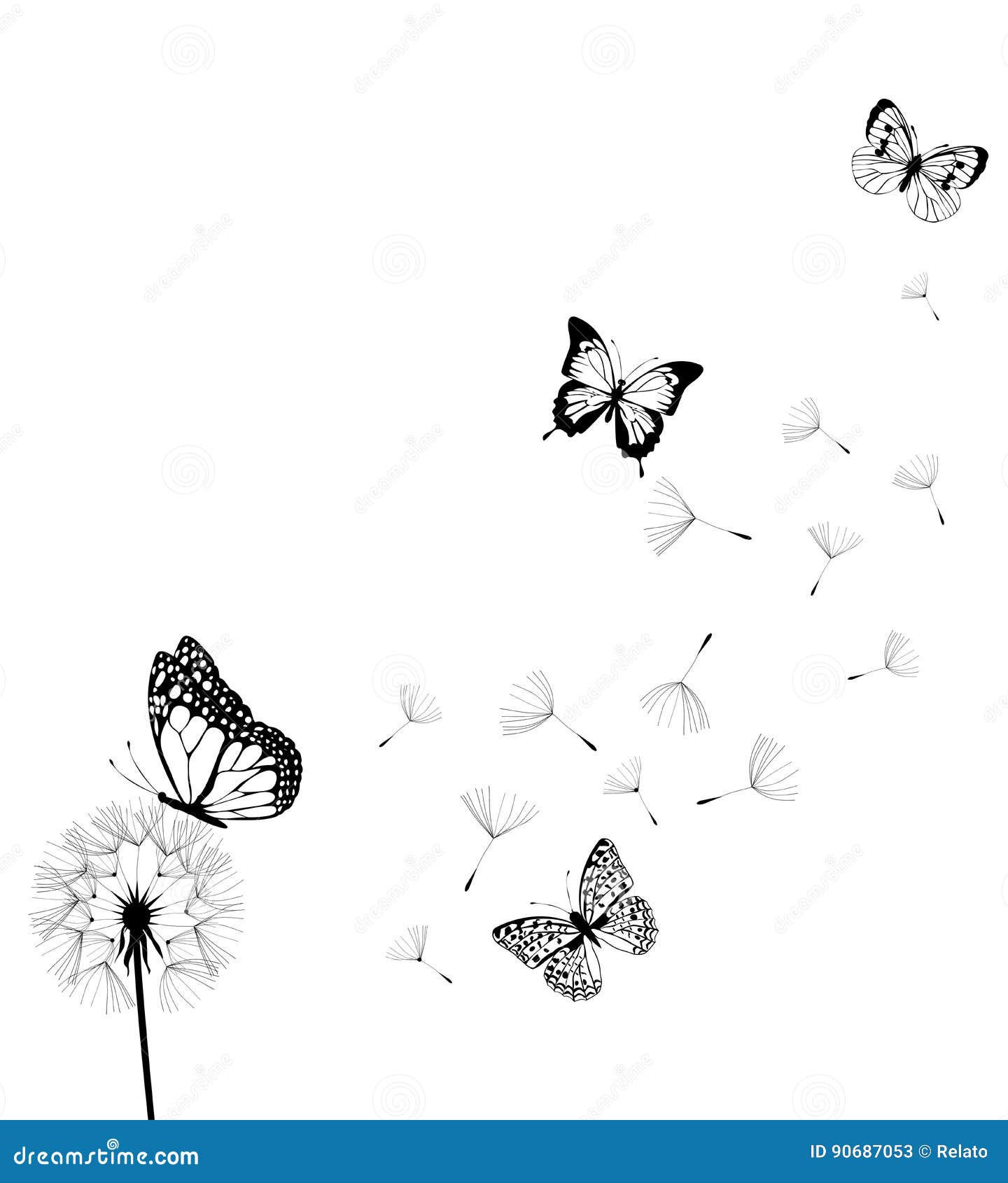 Download Vector Dandelion With Butterflies Stock Vector ...