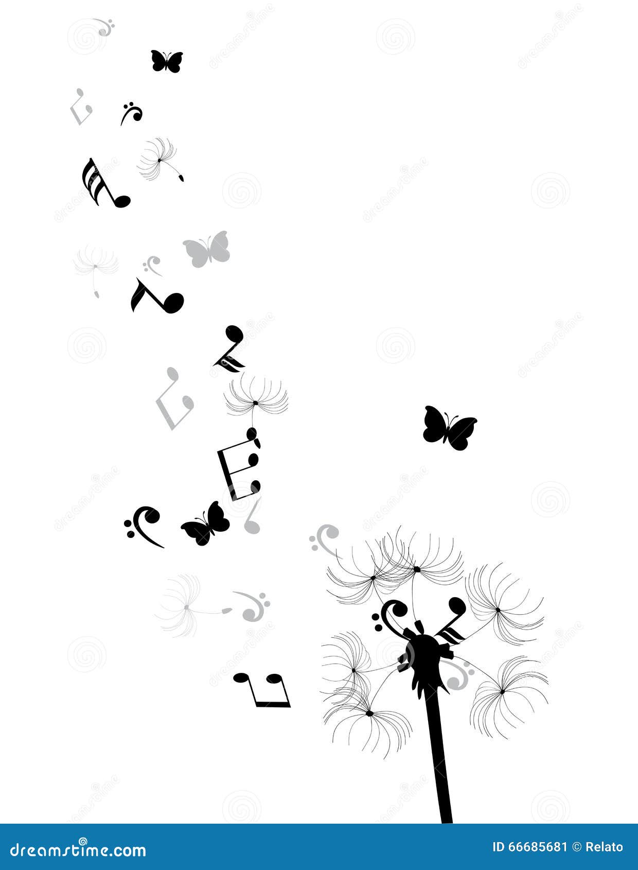 Vector Dandelion Silhouette Stock Vector - Illustration of fluff, beauty:  66685681