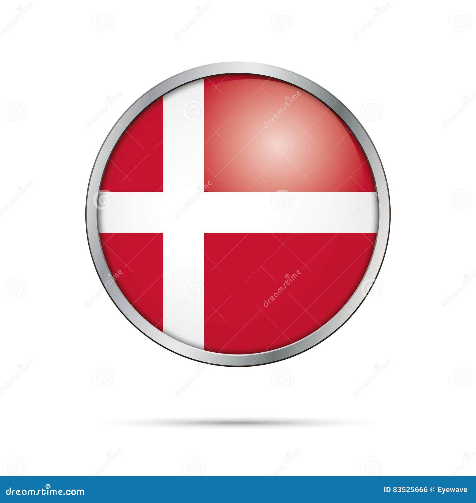 Vector Danish Flag Button. Denmark Flag in Glass Button Style. Stock ...