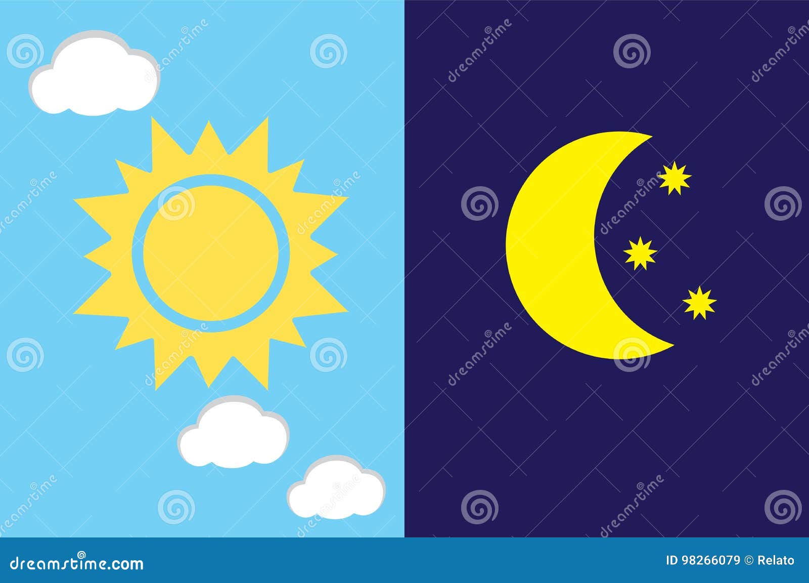 Morning Day Evening Night Icon Set Vector Illustration | CartoonDealer ...