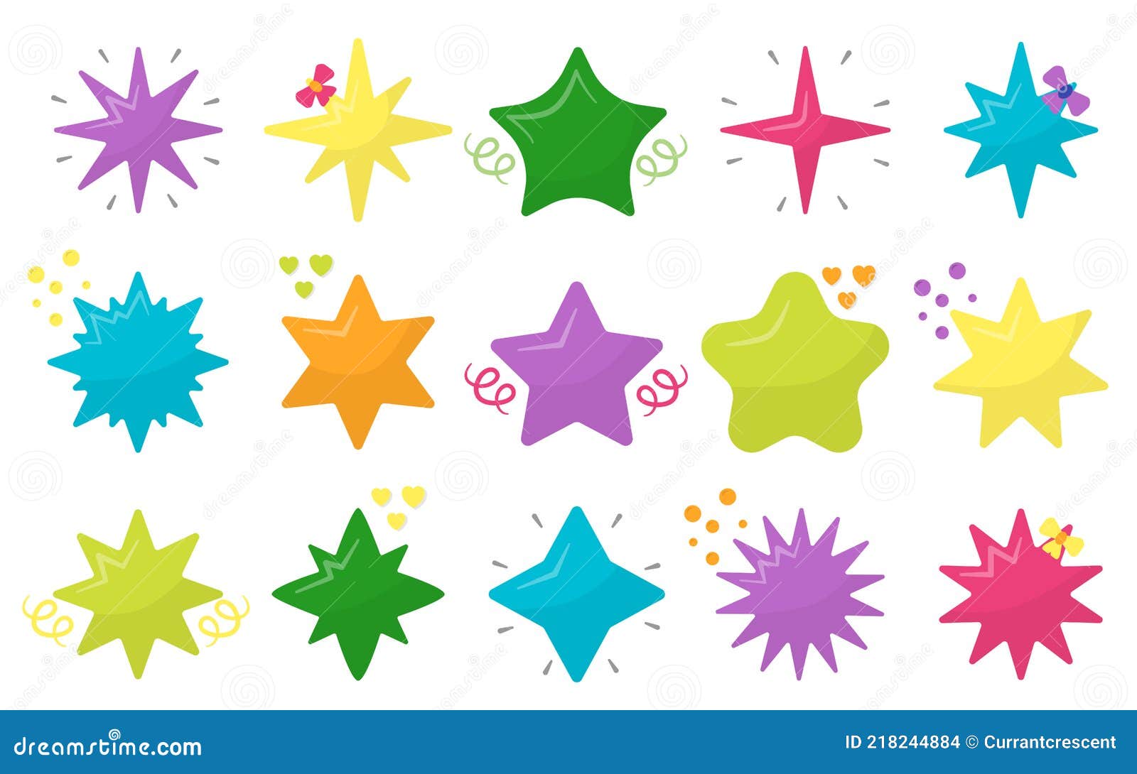 Vector De Color Plano De Dibujos Animados Estilo Conjunto De Estrellas  Ilustración del Vector - Ilustración de icono, elemento: 218244884