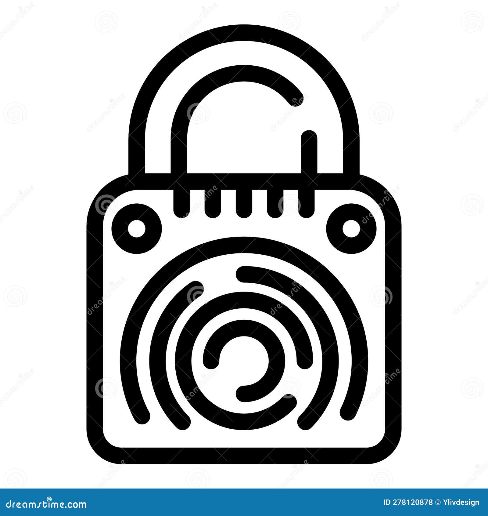 identificación biométrica de huellas dactilares con icono de silueta de  candado. bloqueo con pictograma de glifo