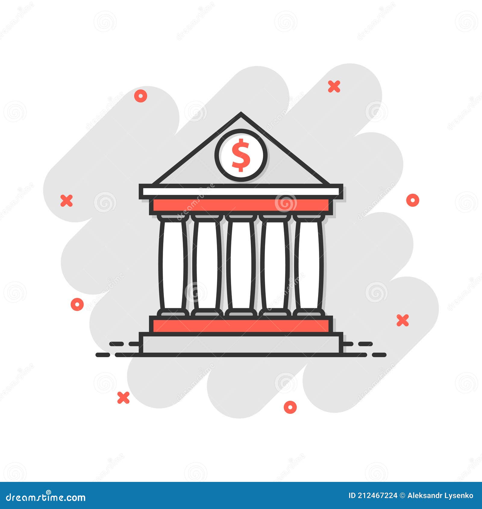 Vector De Dibujos Animados Banco Edificio Con Símbolo De Dólar Icono En  Estilo Cómico. Pictograma De Ilustración De Signo Bancario Ilustración del  Vector - Ilustración de banca, tribunal: 212467224