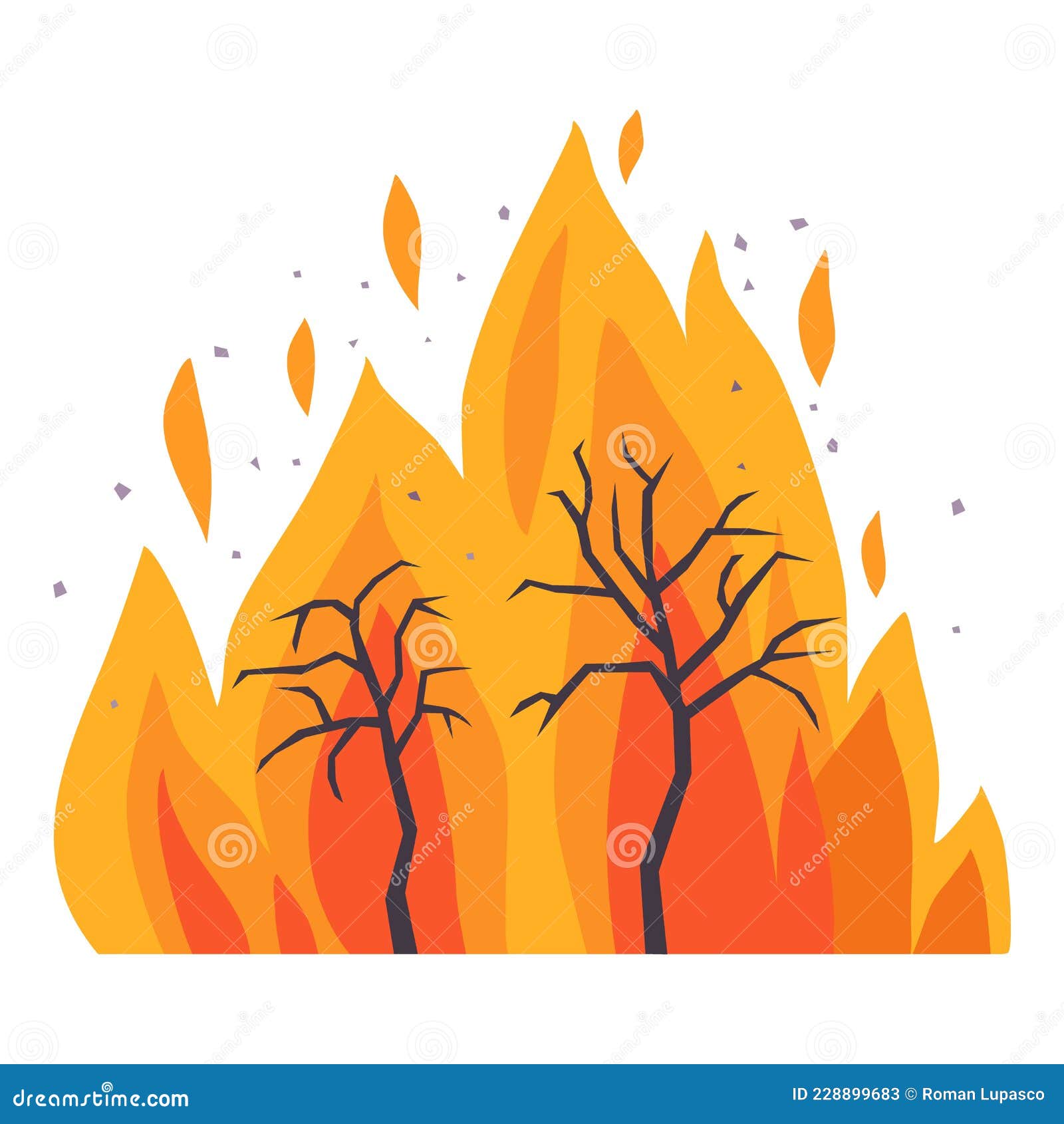 Vector De Dibujos Animados De Iconos De Incendios Forestales. Desastre De  árbol Ilustración del Vector - Ilustración de quemado, escena: 228899683