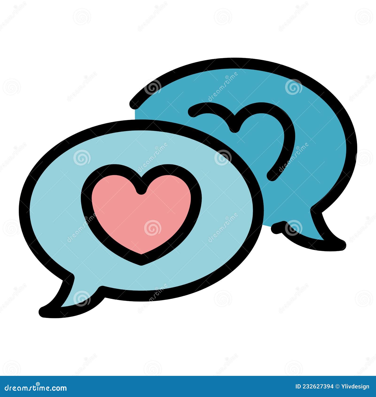 Vector De Esquema De Color Del Icono De Chat De Amor Ilustración del