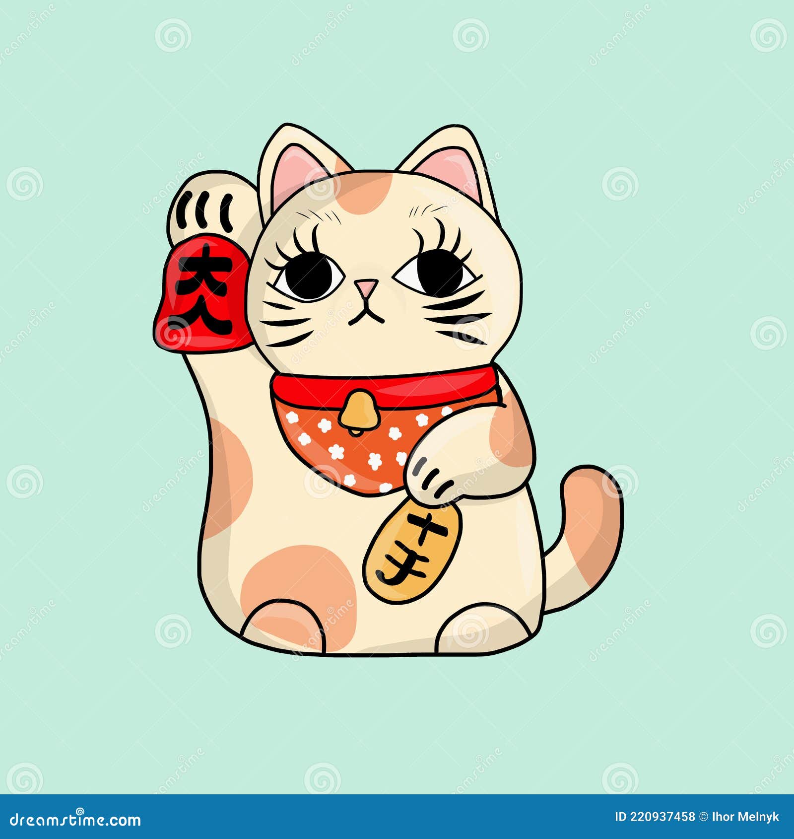 Vector de gato chino ilustración del vector. Ilustración de afortunado -  220937458