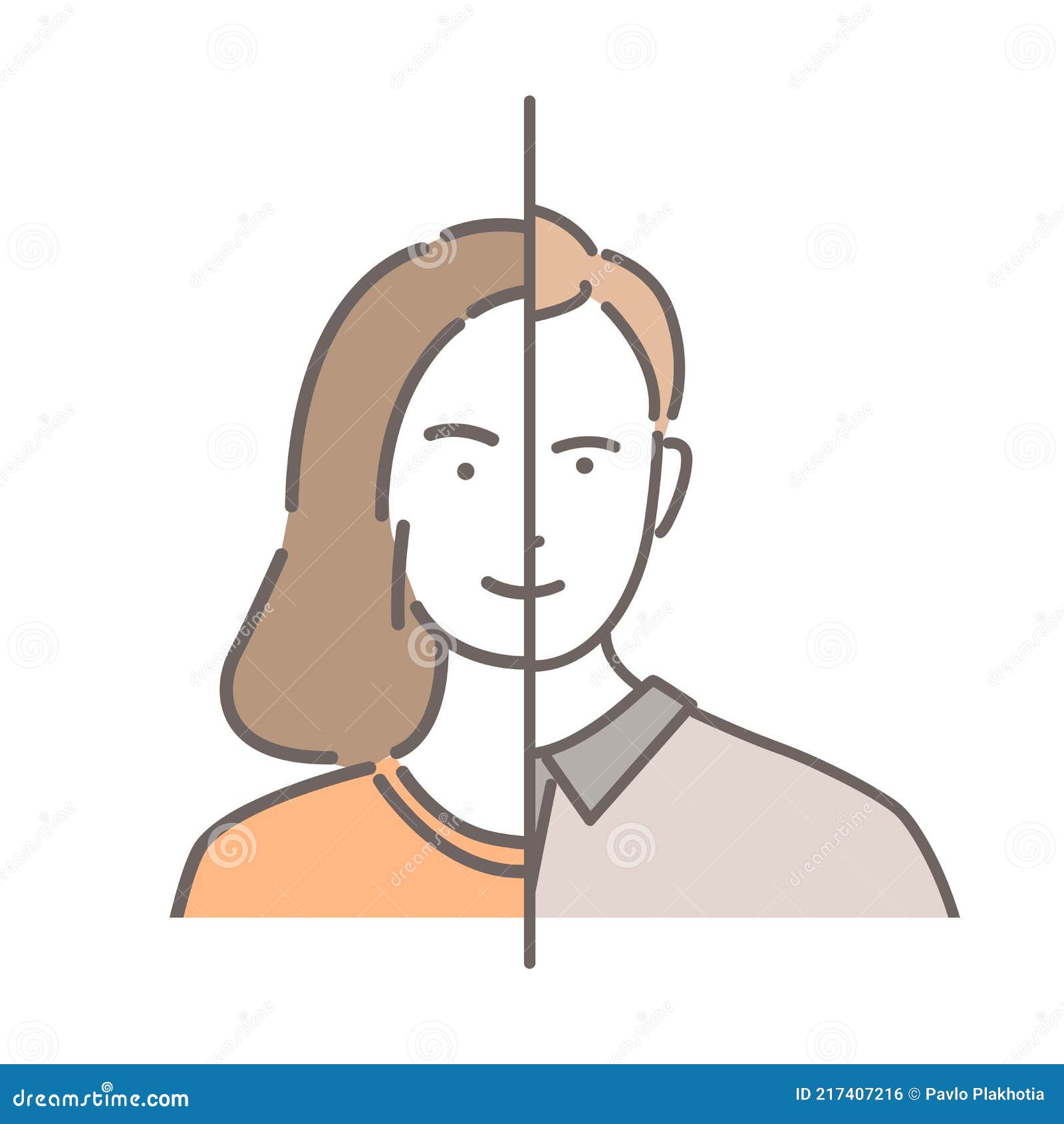 Vector De Identidad De Género Dibujo Animado Contorno Ilustración. Mitad Mujer Y Mitad Hombre Cara Retrato. Diferencias De Género. Ilustración del Vector - Ilustración de pista, aislado: 217407216 Vector De Identidad De Género Dibujo Animado Contorno Ilustración. Mitad Mujer Y Mitad Hombre Cara Retrato. Diferencias De Género. Ilustración del Vector - Ilustración de pista, aislado: 217407216