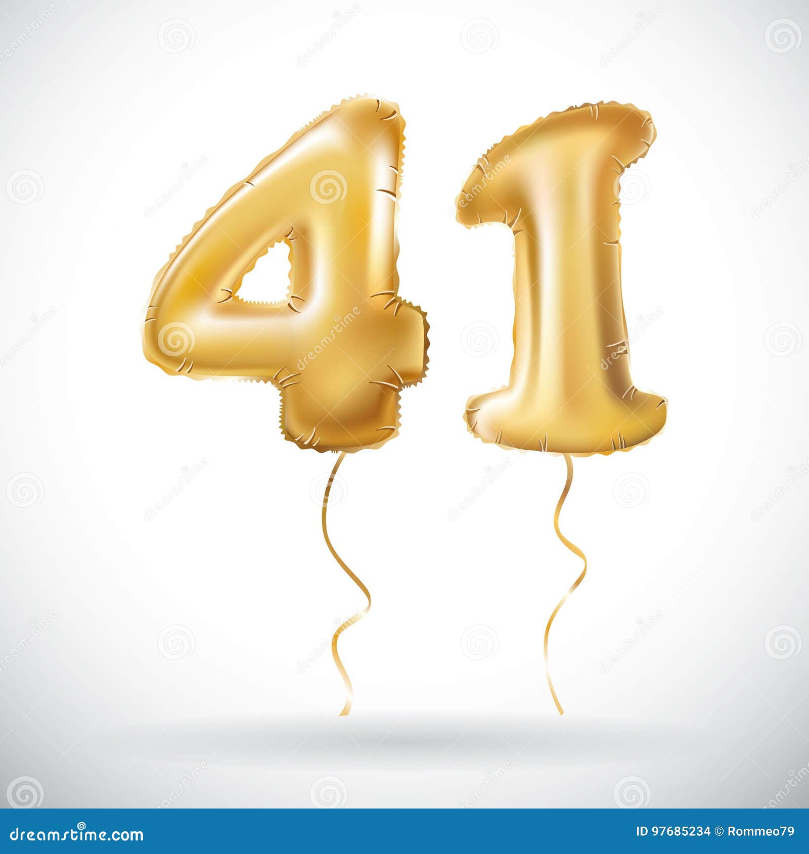 Vector 41 De Oro Número Cuarenta Un Globo Metálico Globos De
