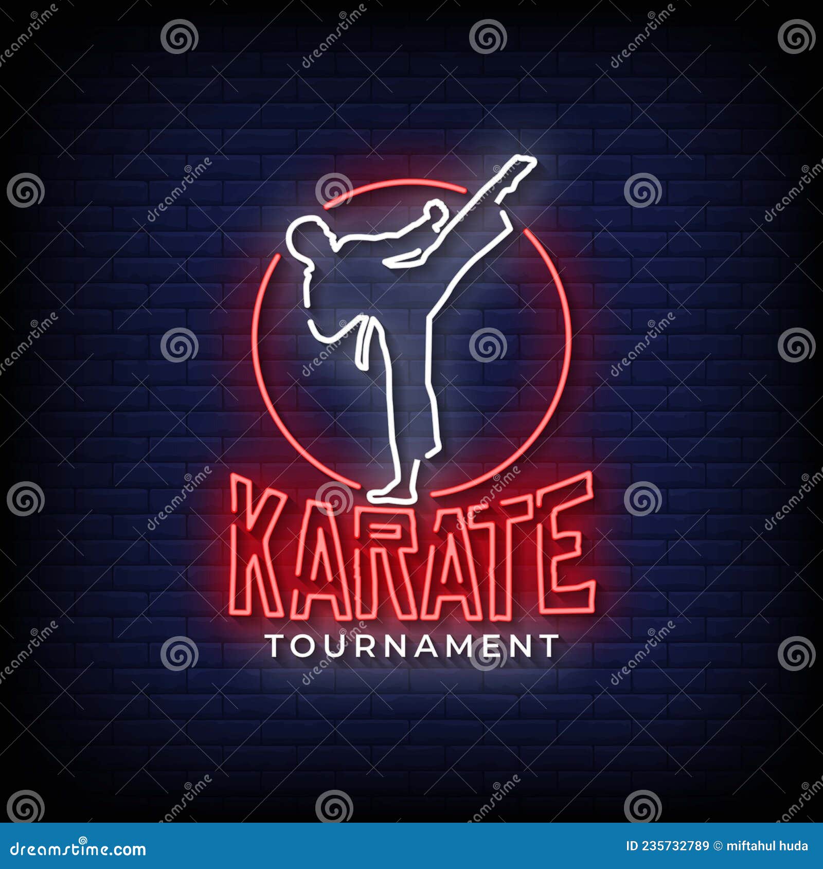 Vector De Signos De Neón Del Torneo De Karate Ilustración del Vector -  Ilustración de club, sacador: 235732789