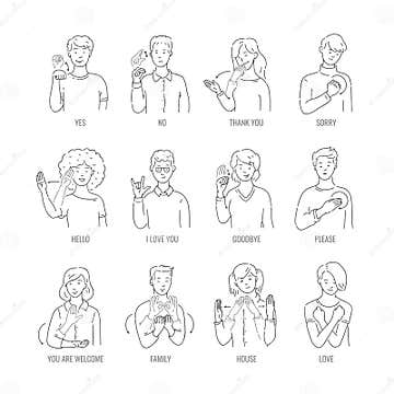 Vector Deaf Mute Sign Language Character Gesture Stock Vector ...