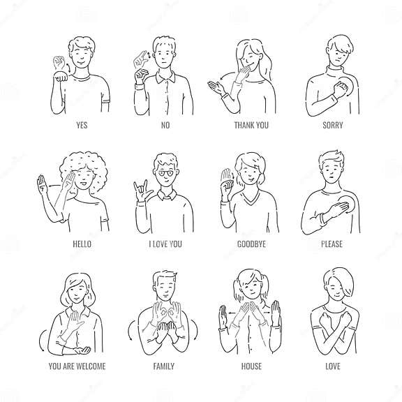 Vector Deaf Mute Sign Language Character Gesture Stock Vector ...