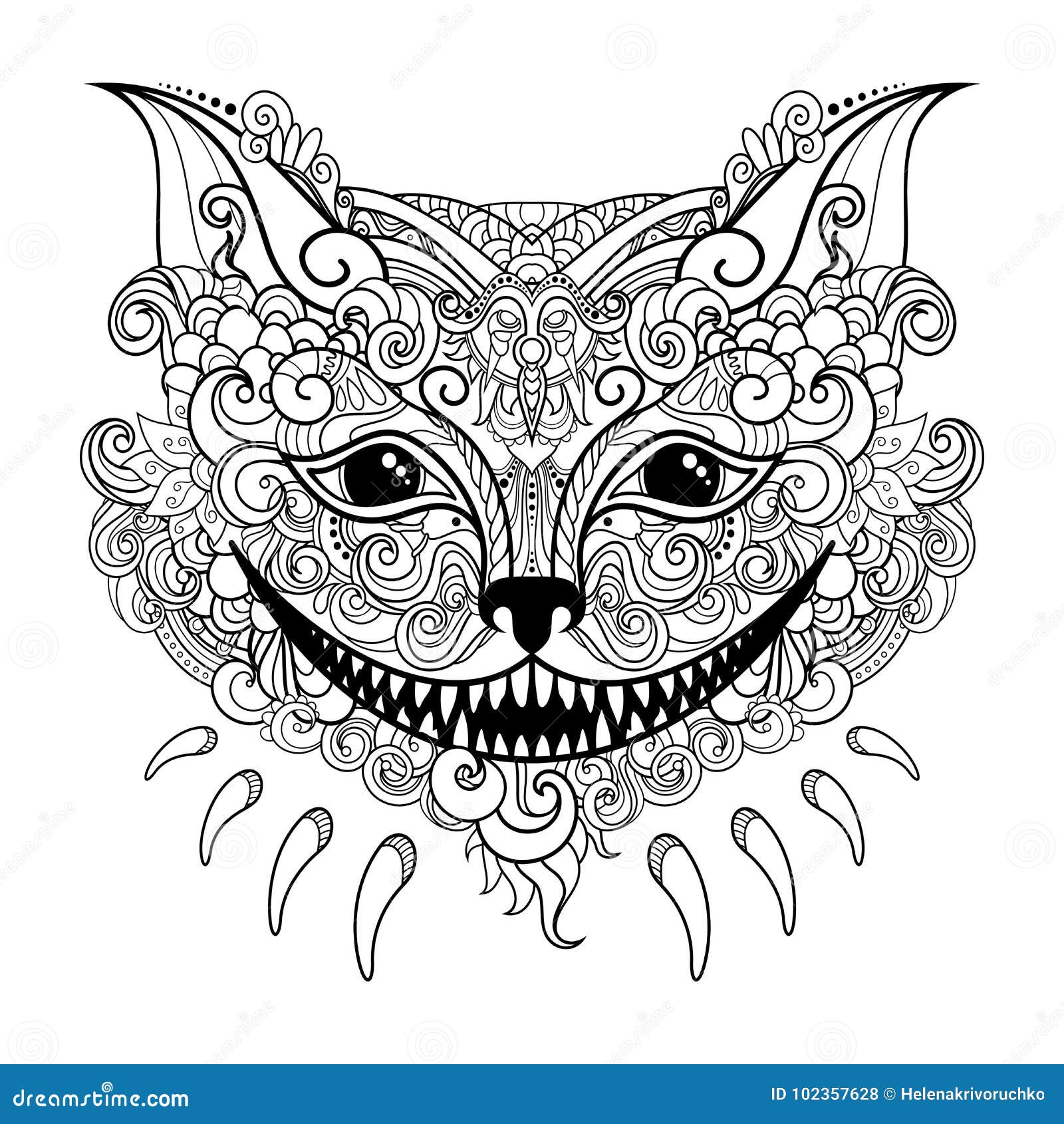 Vector Decoratieve Cheshire Cat Vector Illustratie - Illustration of ...