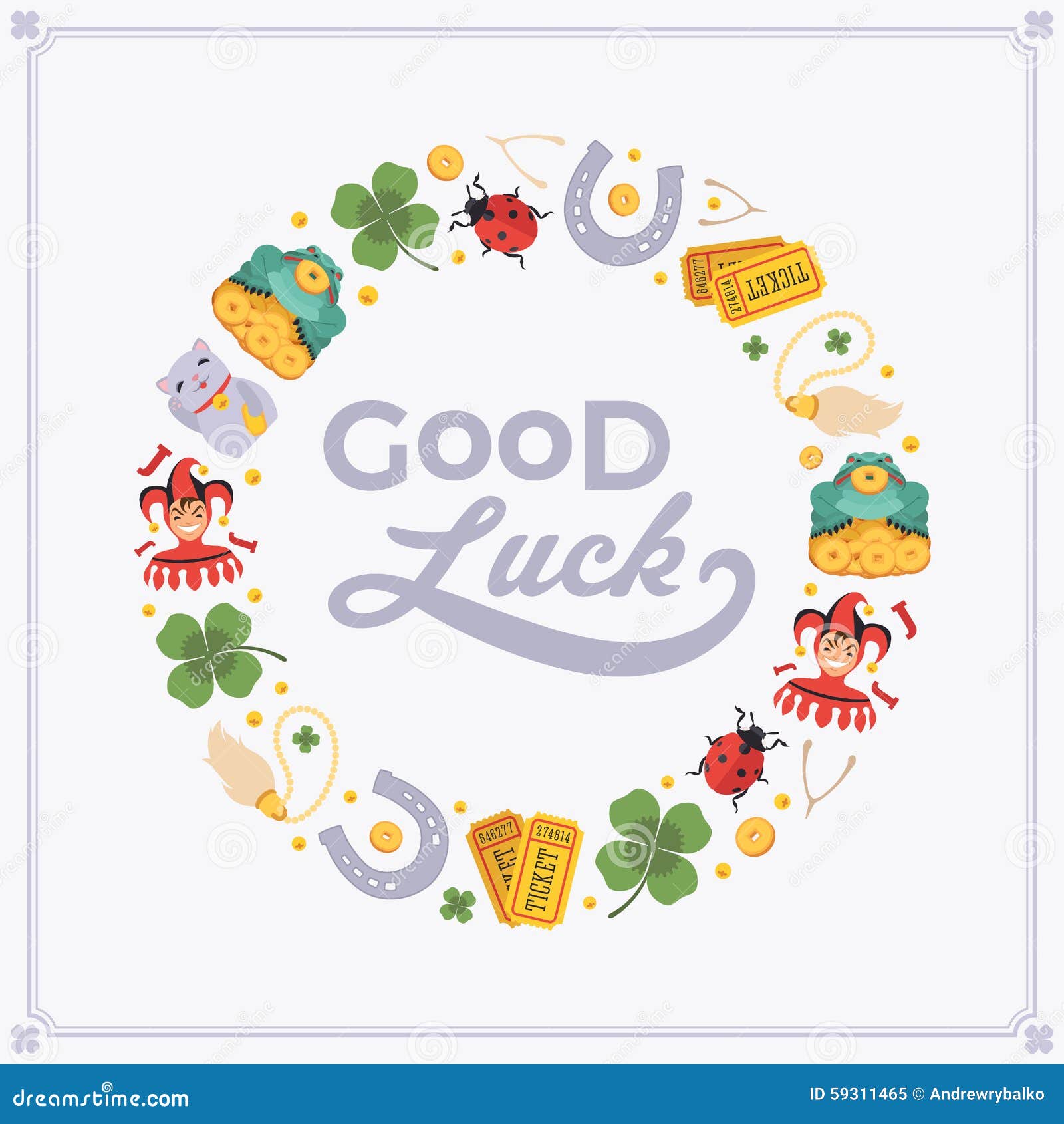 Vector Decorating Design Made of Lucky Charms, and Stock Vector With Good Luck Card Templates