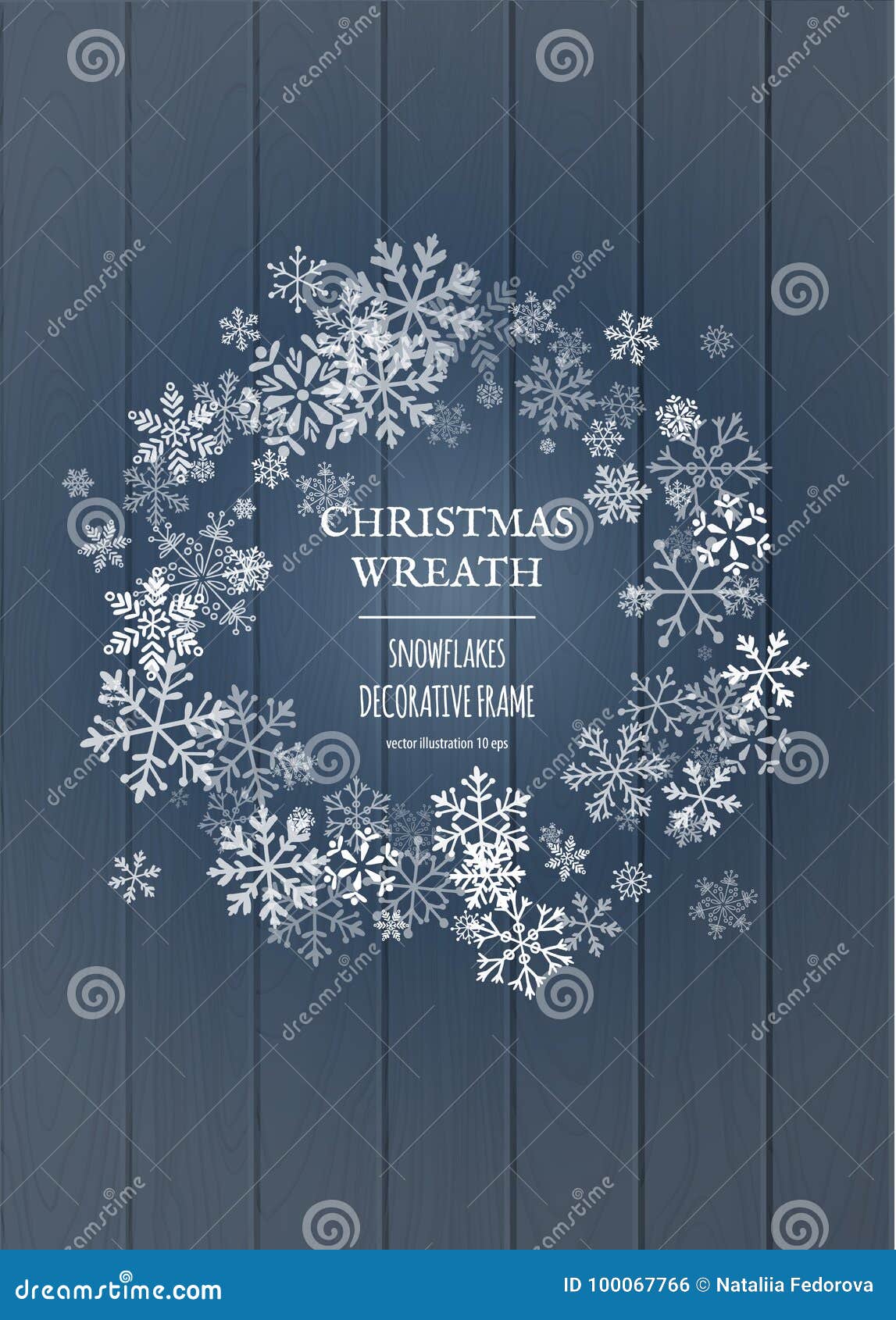 Merry Christmas wreath new year decoration with snowflakes