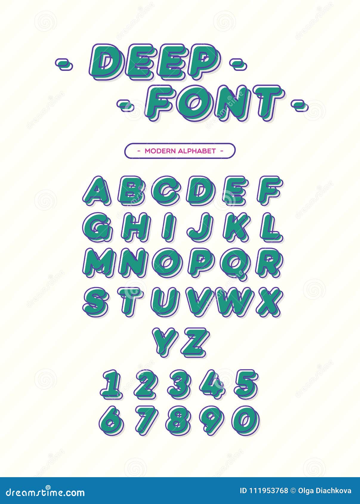  deep font modern typography. 3d alphabet slanted sans serif style for t shirt