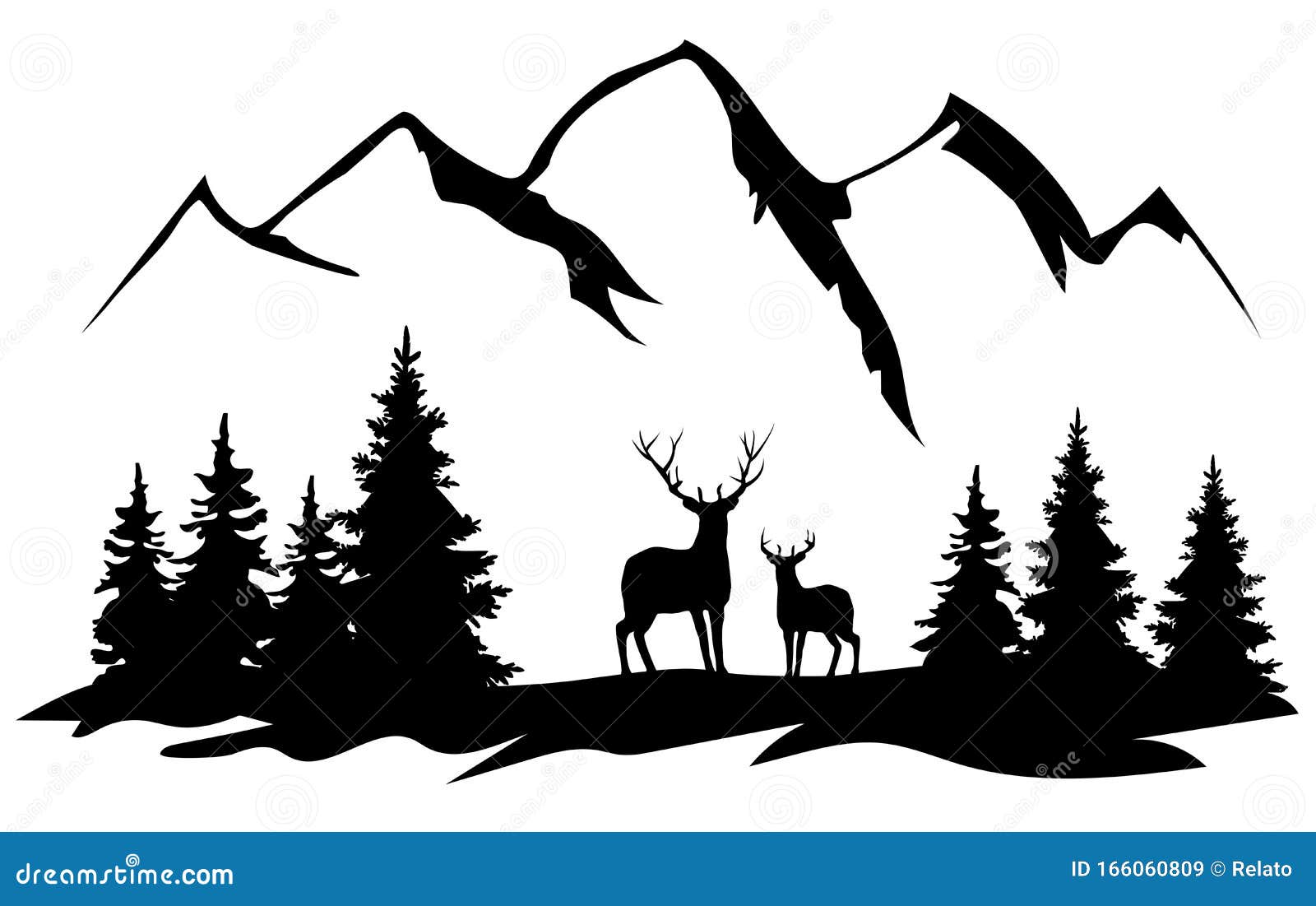  deer and the mountains. nature background.