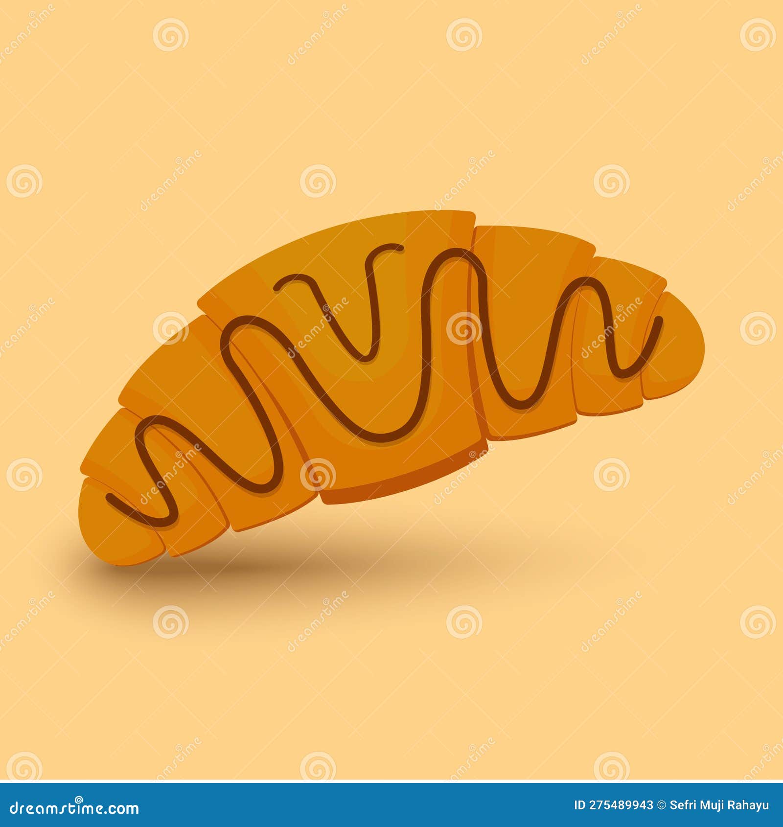 Vector Delicious Chocolate Croissant Illustration Stock Illustration Illustration of