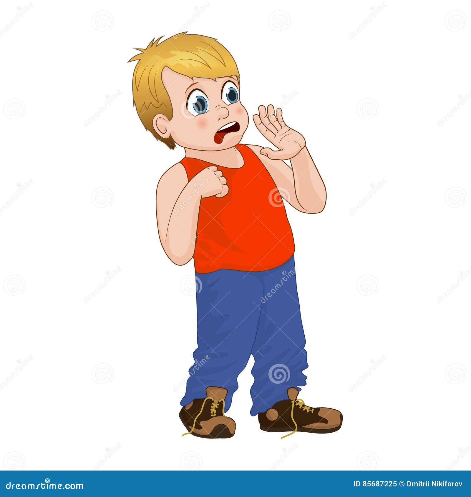Vector Den Kleinen Jungen Der Illustration Der Das Gesicht Erschrocken Wird Das Furchtgefuhl Zeigt Junge In Roten T Shirt Und Vektor Abbildung Illustration Von Karikatur Lustig 85687225