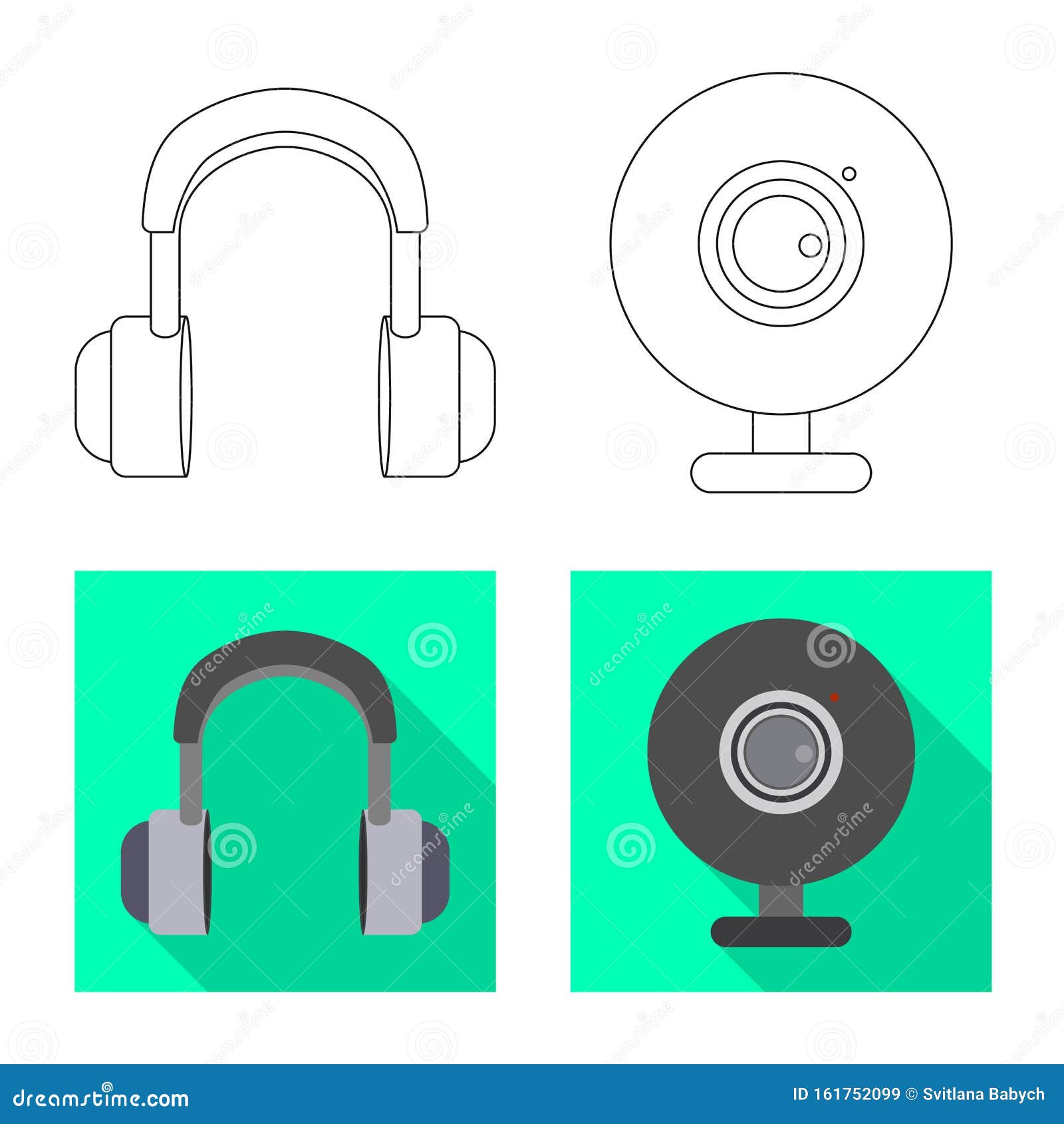 Vector Design of Accessories and Device Logo. Collection of Accessories and Electronics Stock