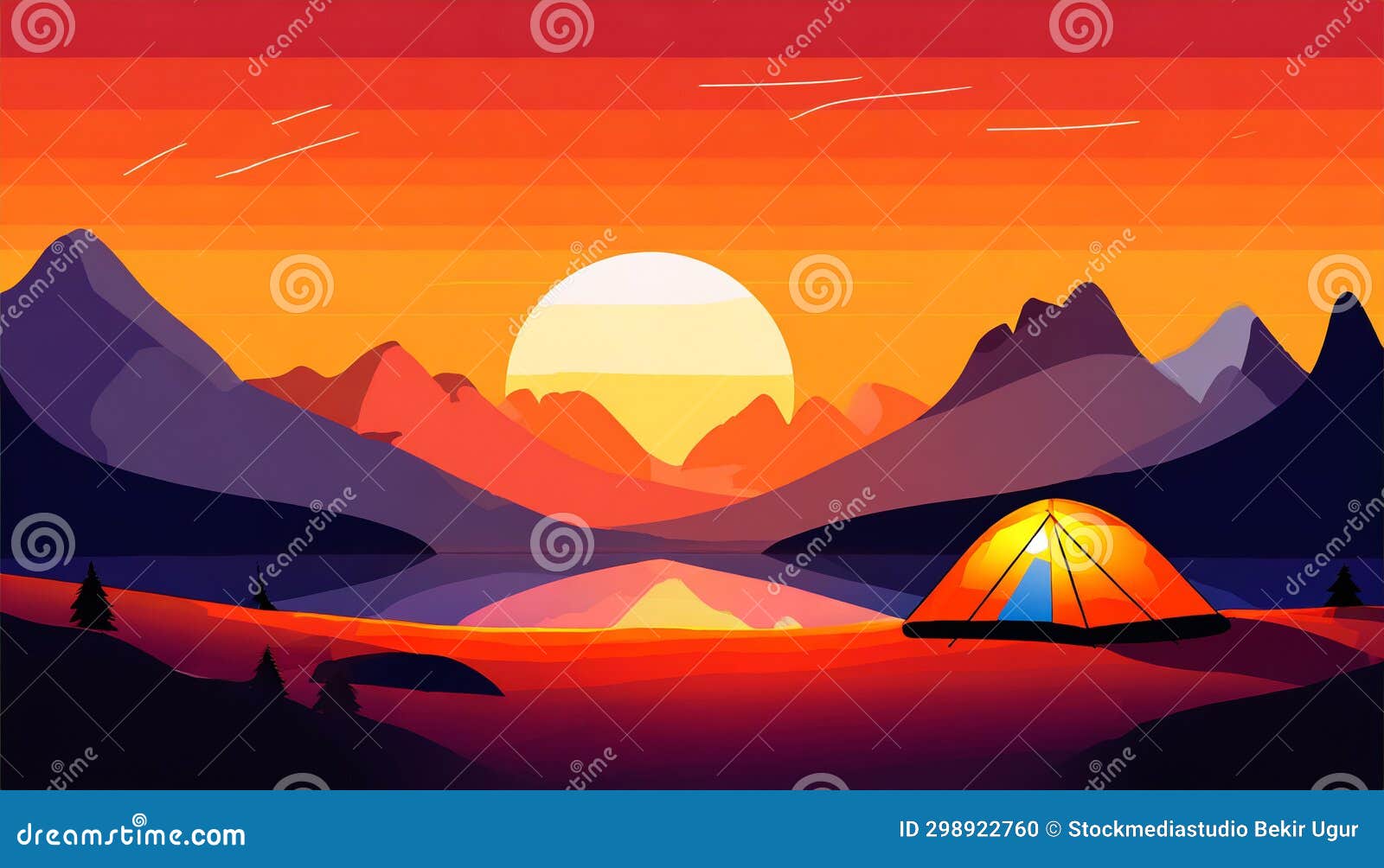 stunning sunset camp  with unreal landscapes