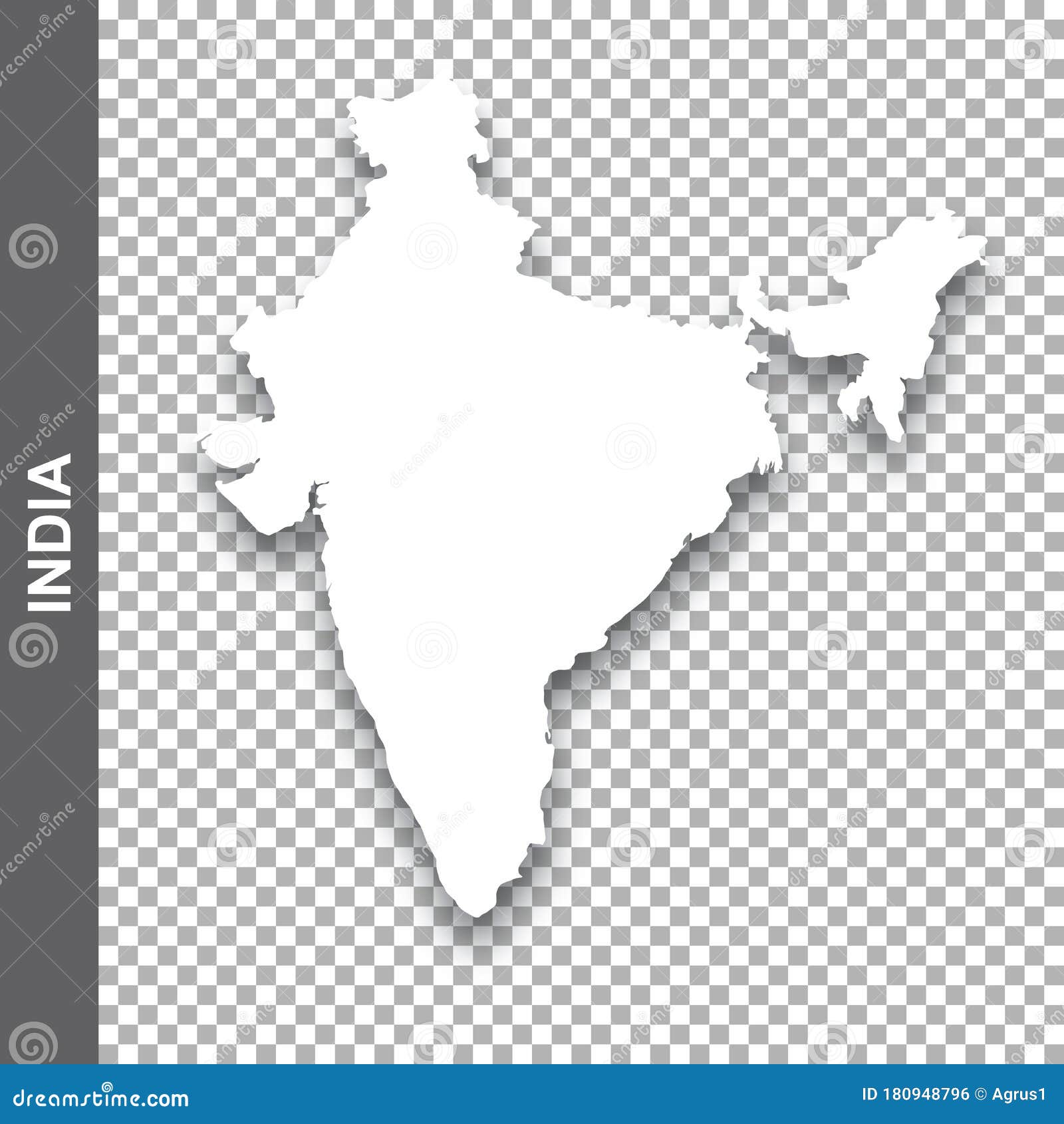 Vector White Map of India with Shadow on Transparent Background Stock  Vector - Illustration of delhi, continent: 180948796