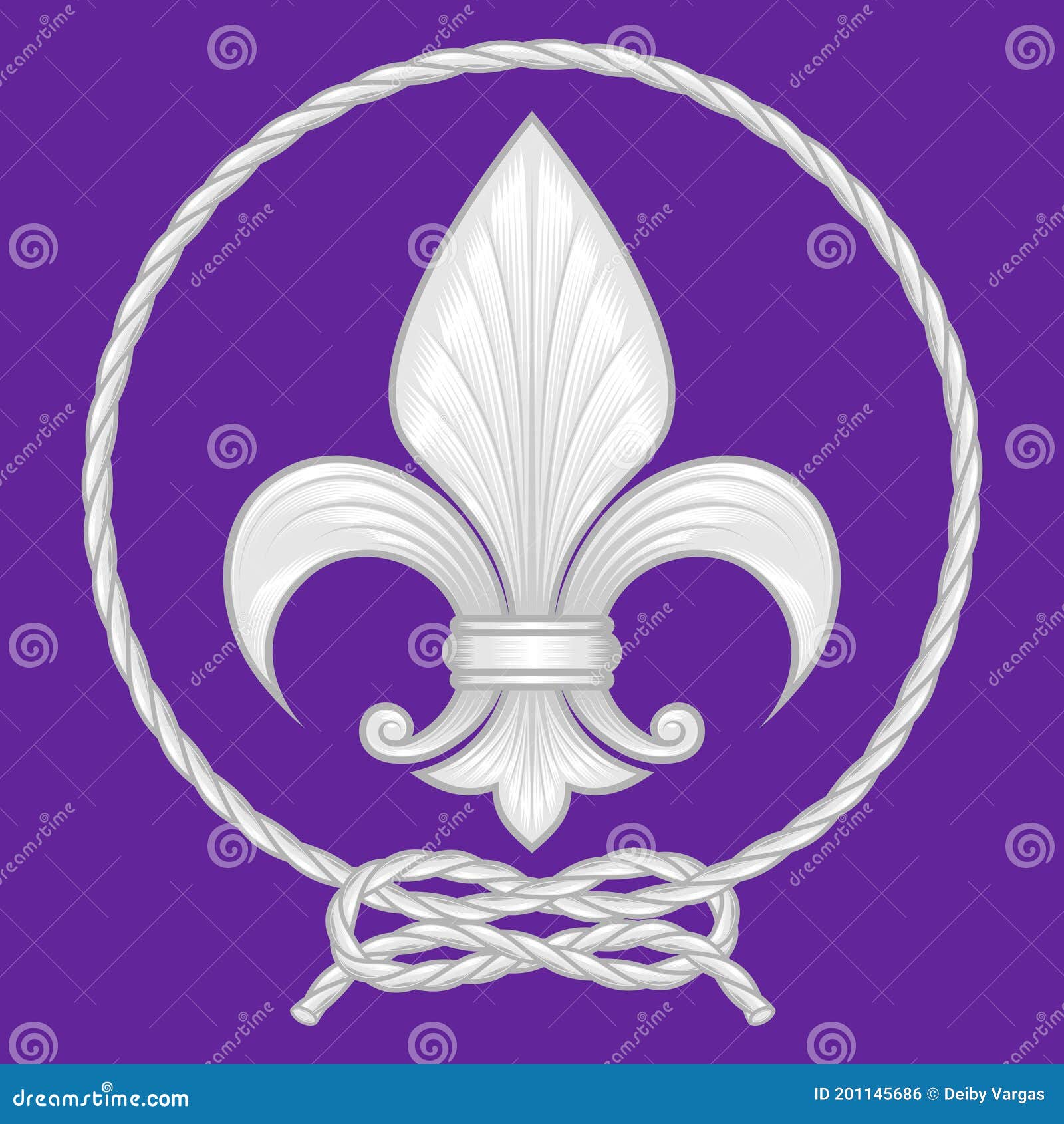   of a fleur de lis surrounded by an intertwined rope