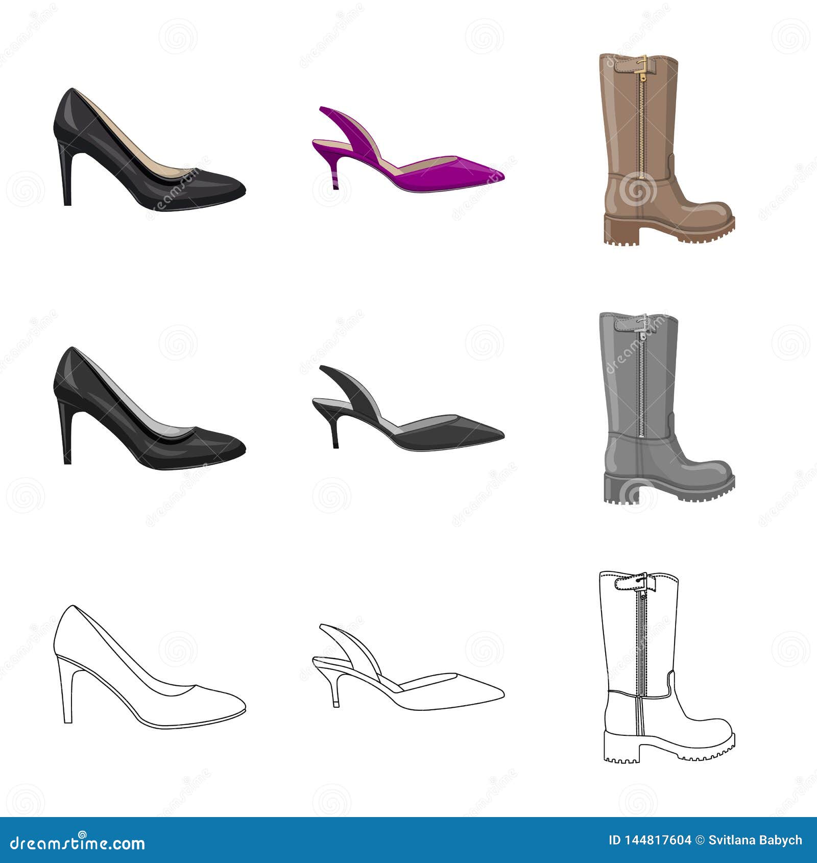 Vector Design of Footwear and Woman Logo. Set of Footwear and Foot ...