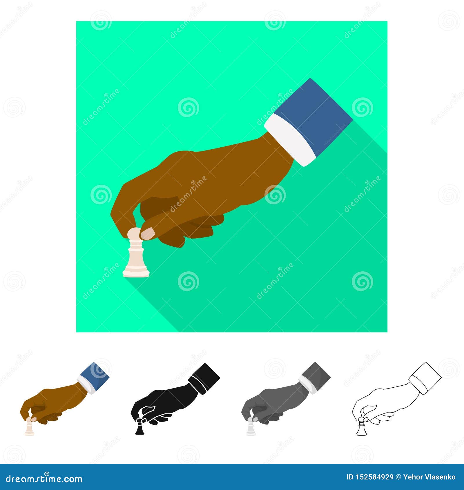 Vector design of hand and pawn icon. Set of hand and business vector icon for stock. Vector illustration of hand and pawn symbol. Collection of hand and business stock symbol for web.