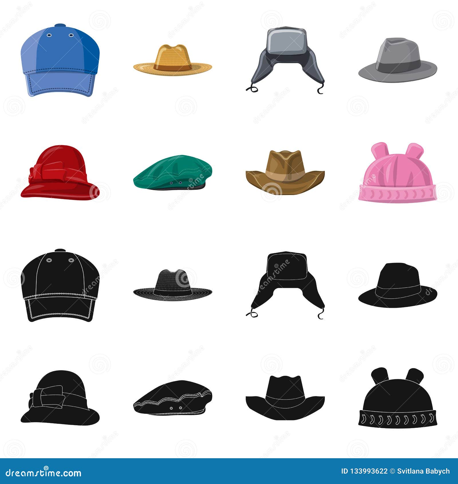 Vector Design of Headgear and Cap Logo. Set of Headgear and Accessory