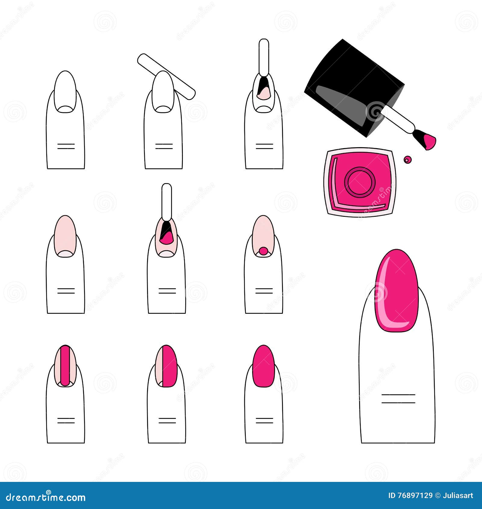 Vector Design, How To Do a Manicure Correctly. Steps of Manicure Stock ...