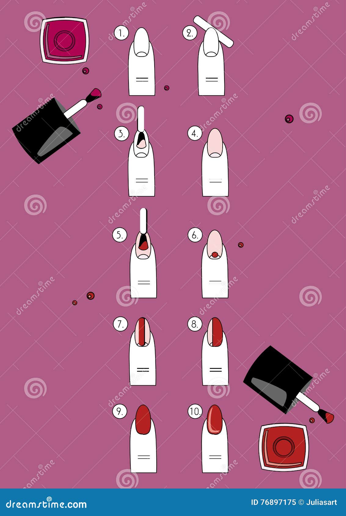 Vector Design, How To Do a Manicure Correctly. Steps of Manicure Stock ...