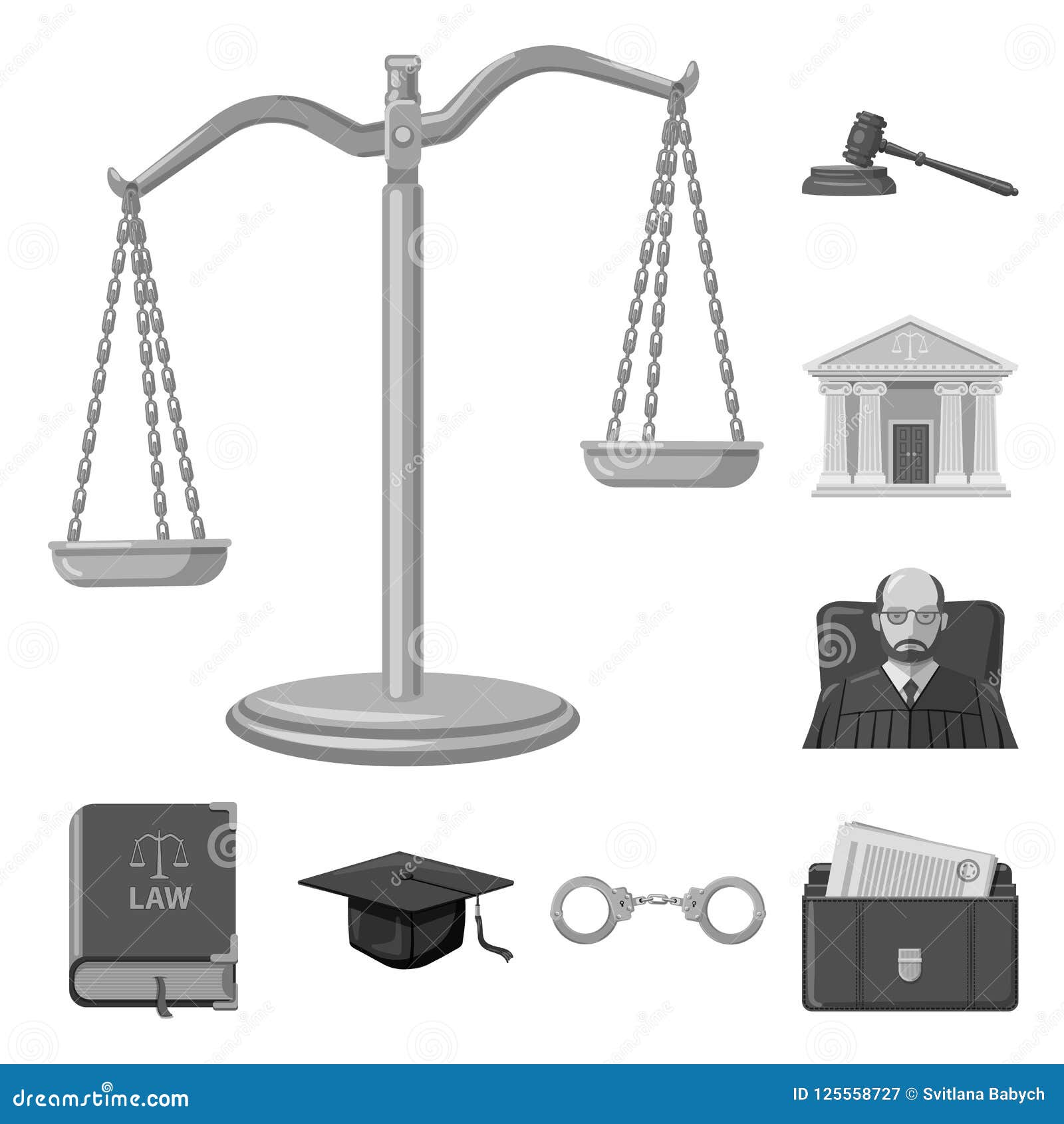 Isolated Object of Law and Lawyer Logo. Collection of Law and Justice