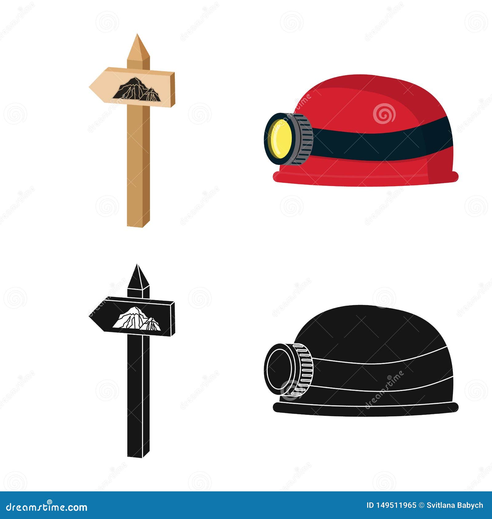   of mountaineering and peak . set of mountaineering and camp  icon for stock.