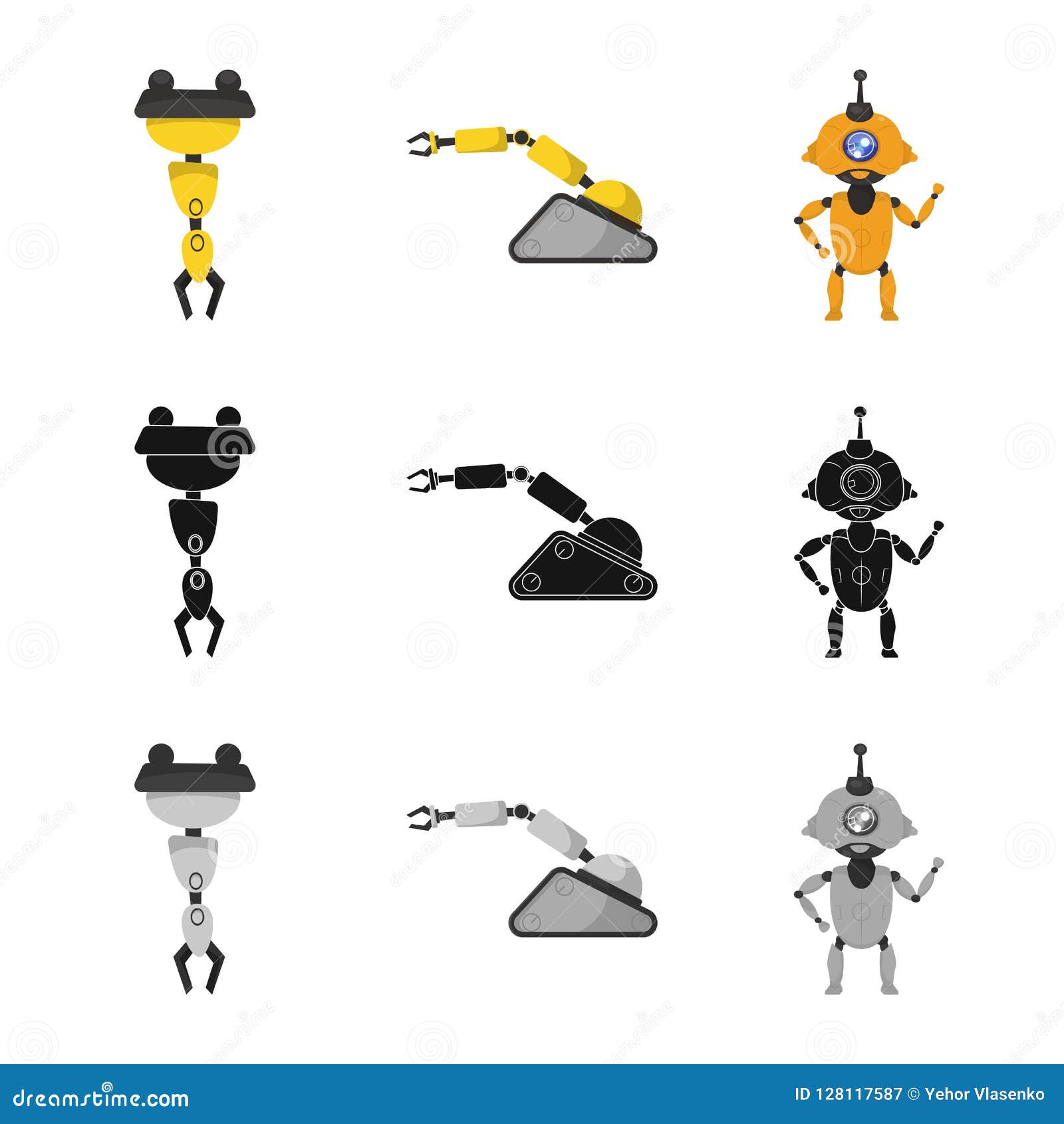 Vector Design Of Robot And Factory Icon. Set Of Robot And ...