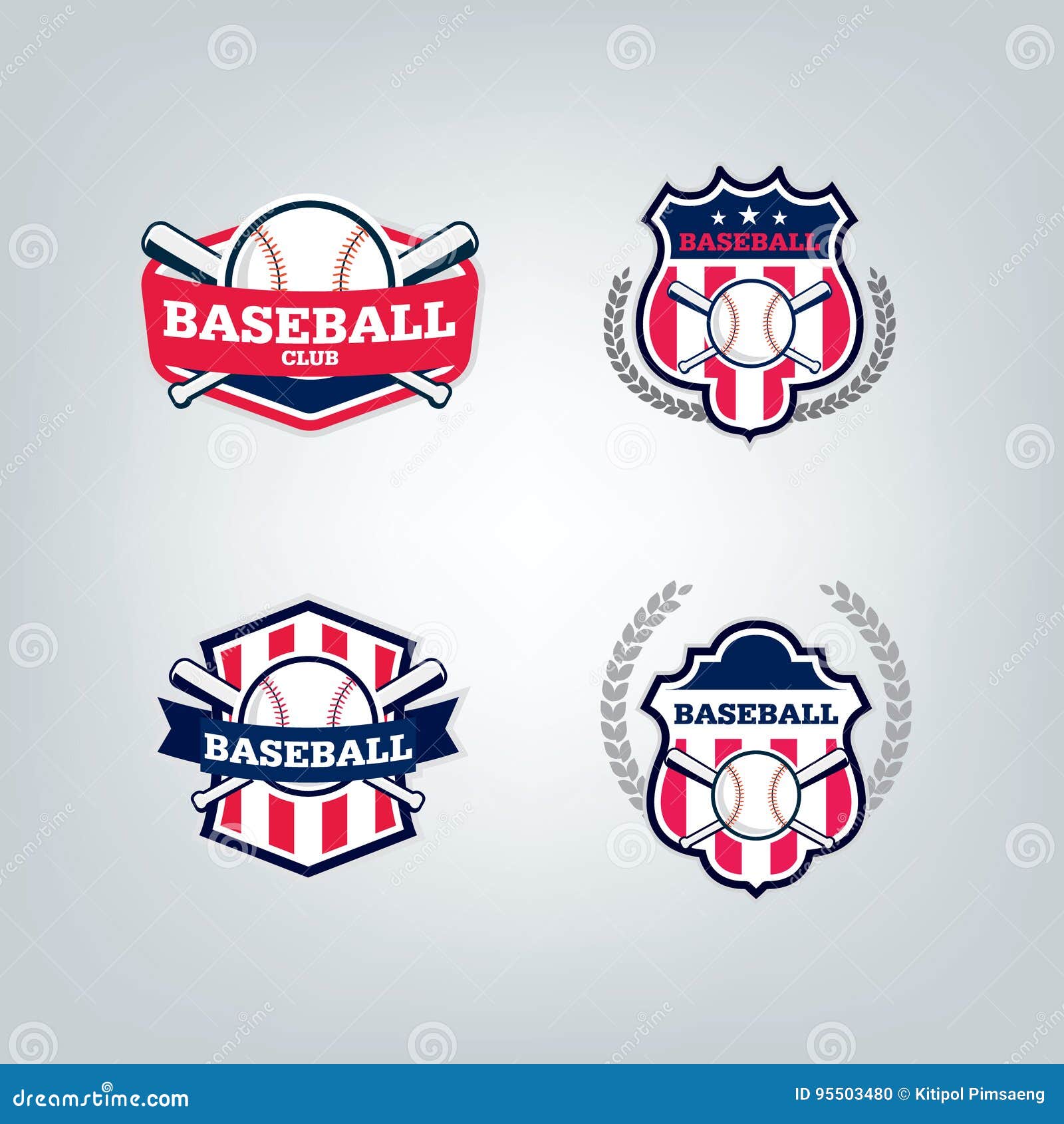 Vector Design Set of Baseball Sport Team Logo Stock Vector