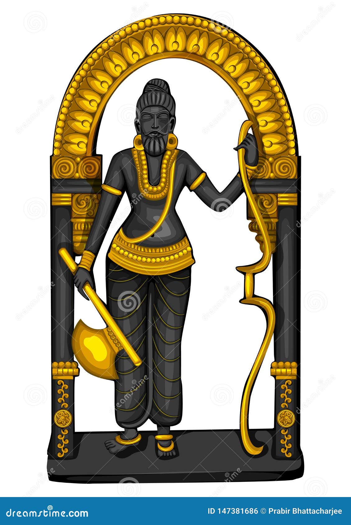 vintage statue of indian lord parashurama sculpture one of avatar from the dashavatara of vishnu engraved on stone
