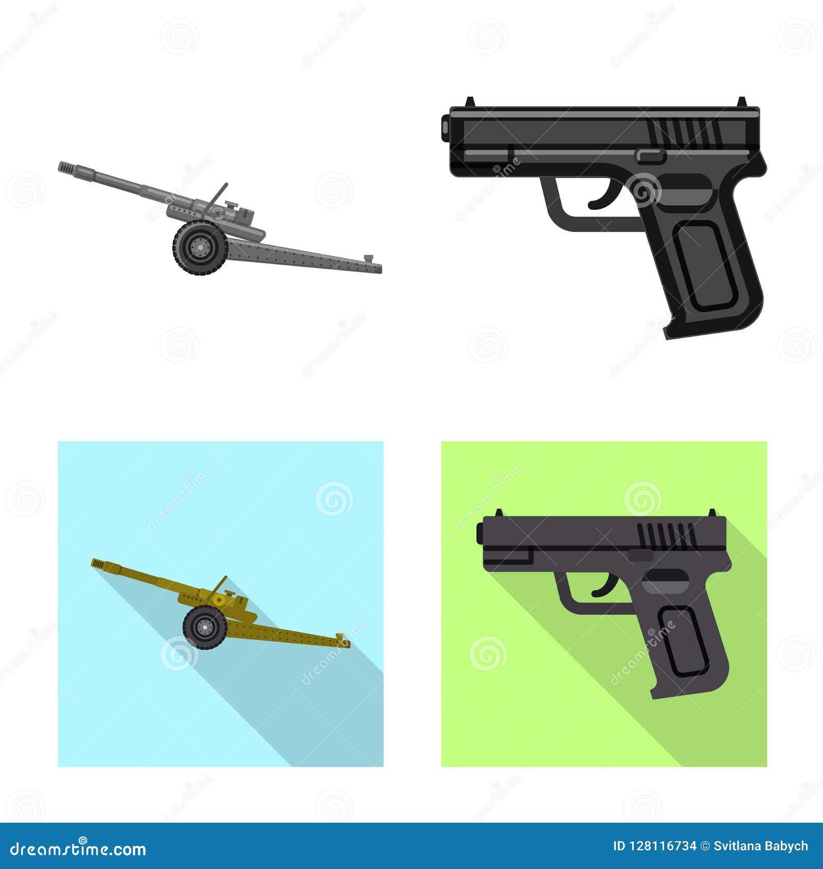   of weapon and gun . collection of weapon and army  icon for stock.