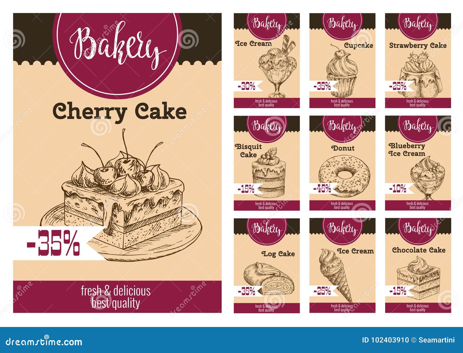 Vector Dessert Cakes Sketch Price For Bakery Stock Vector Illustration Of Berry Cookie