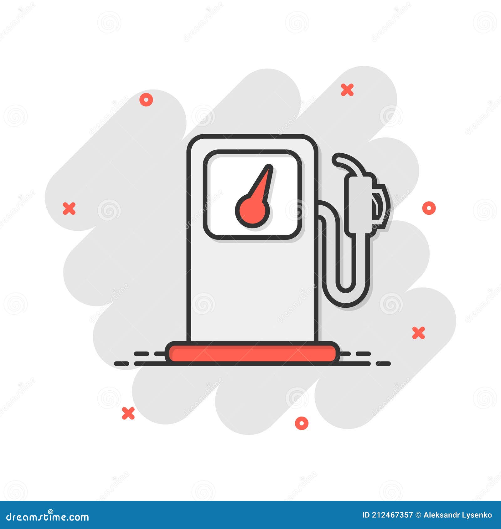 Vector Dibujos Animados Combustible Gasolinera Icono En Estilo Cómico.  Coche Bomba De Gasolina Signo Ilustración Pictograma. Efect Ilustración del  Vector - Ilustración de chapoteo, maneta: 212467357