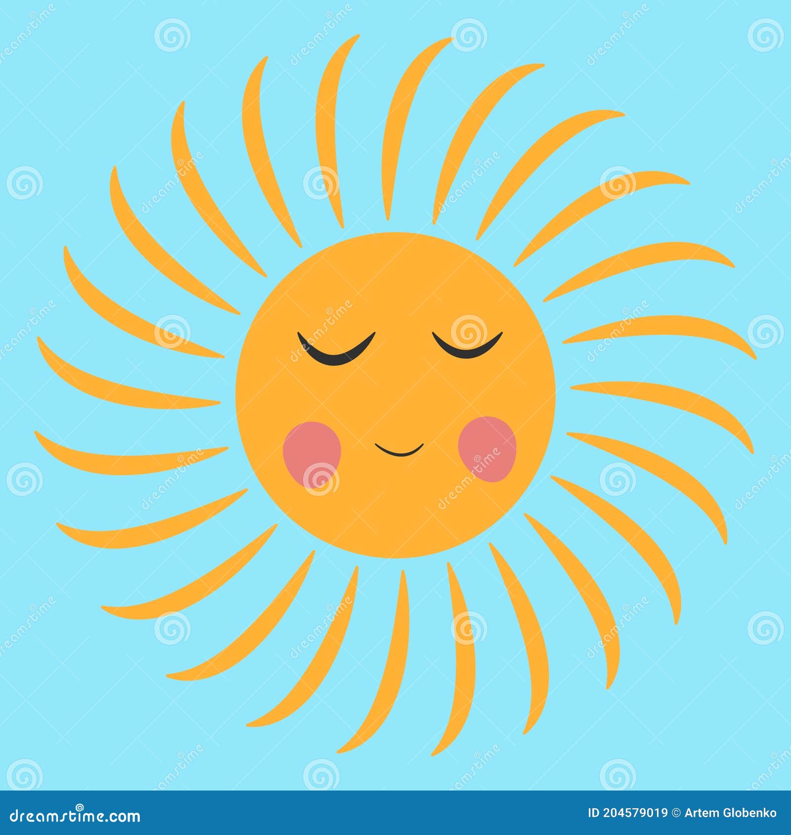 Vector Dibujos Animados Sol Con Los Ojos Cerrados. Ilustración del Vector -  Ilustración de vigas, muestra: 204579019