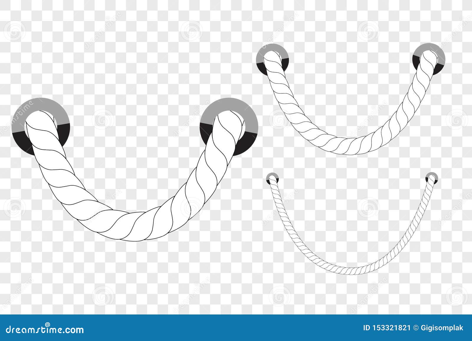 Vector 3 Different Size White Hanging Rope Rope Out from Hole, at  Transparent Effect Background Stock Vector - Illustration of equipment,  detail: 153321821