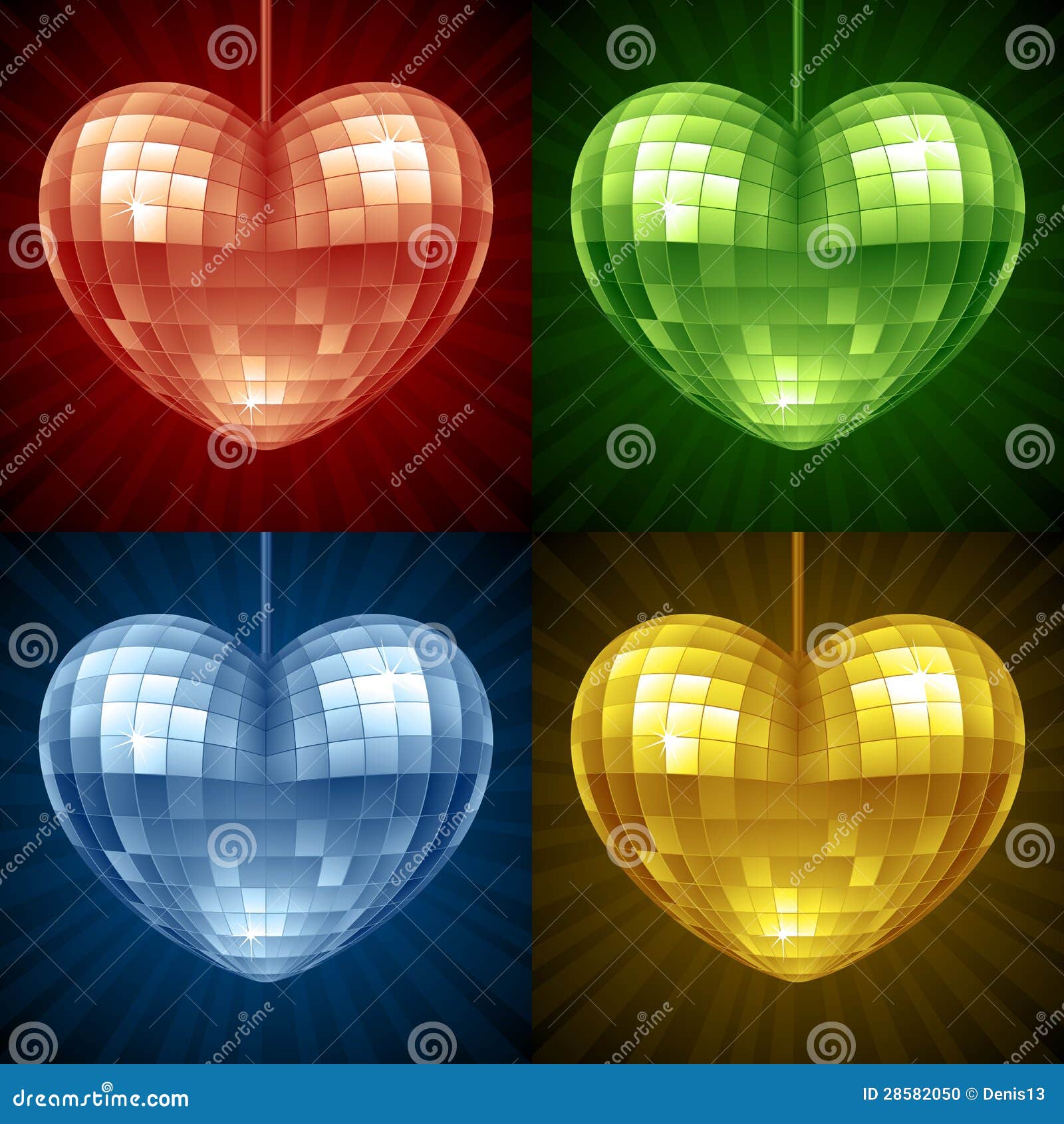 Vector Disco Ball in the Shape of Heart Stock Vector Illustration of