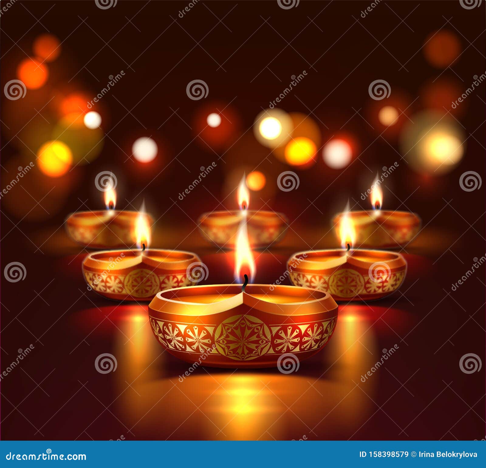 Vector Diwali Festival Poster with Diya Candles Stock Vector - Illustration  of ethnicity, holiday: 158398579
