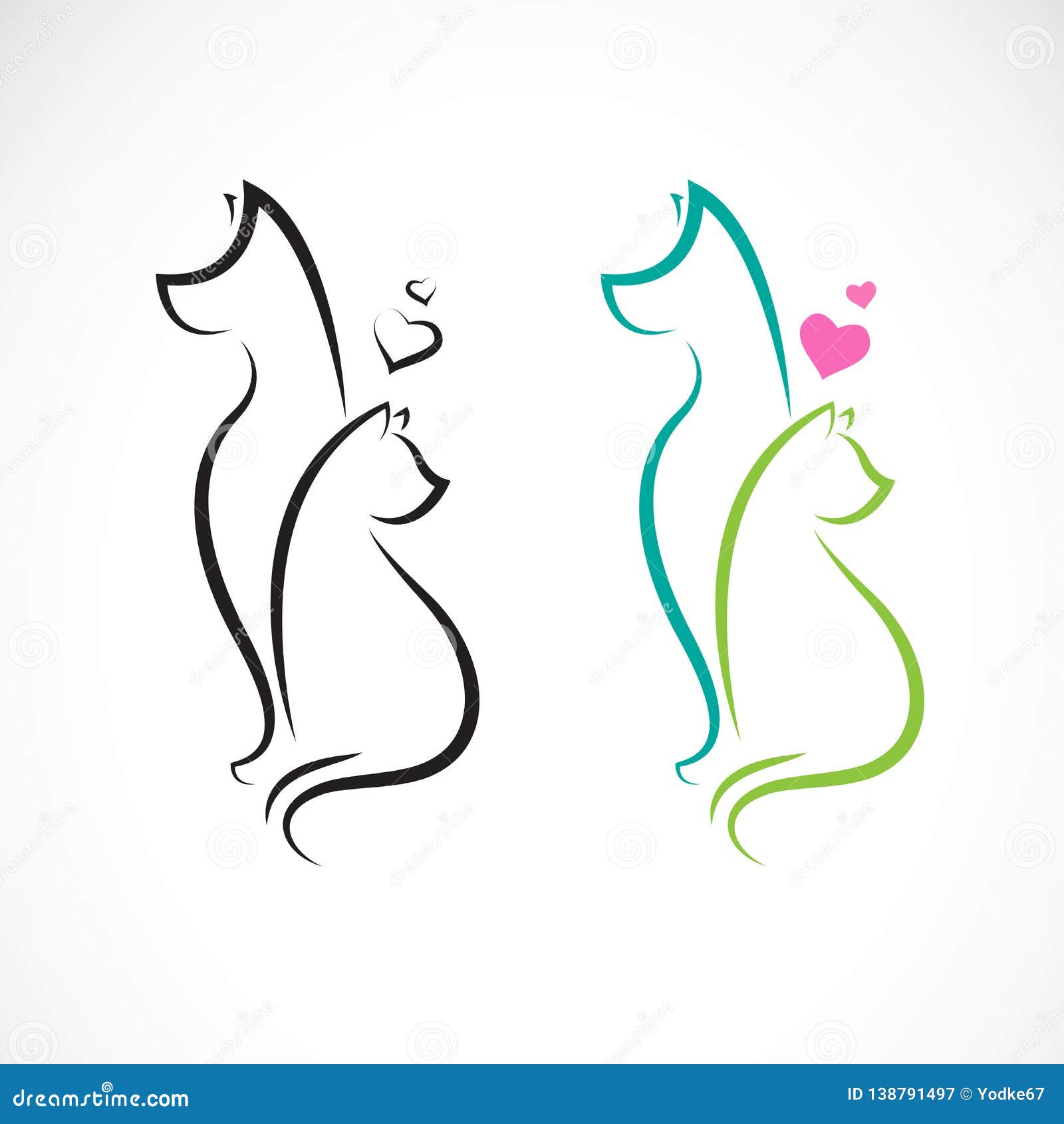 Download Vector Of Dog And Cat On White Background. Pet. Animals ...