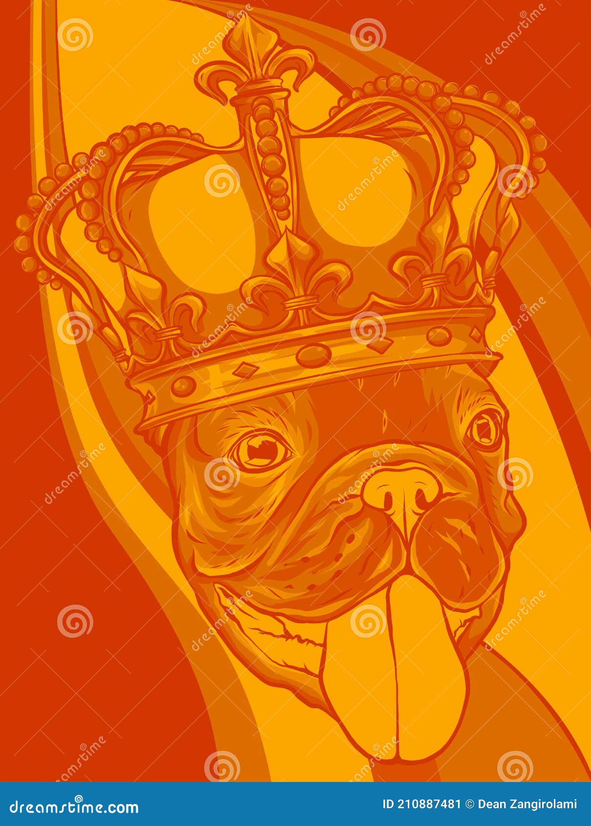 Vector Dog Illustration King in Colored Background Stock Illustration