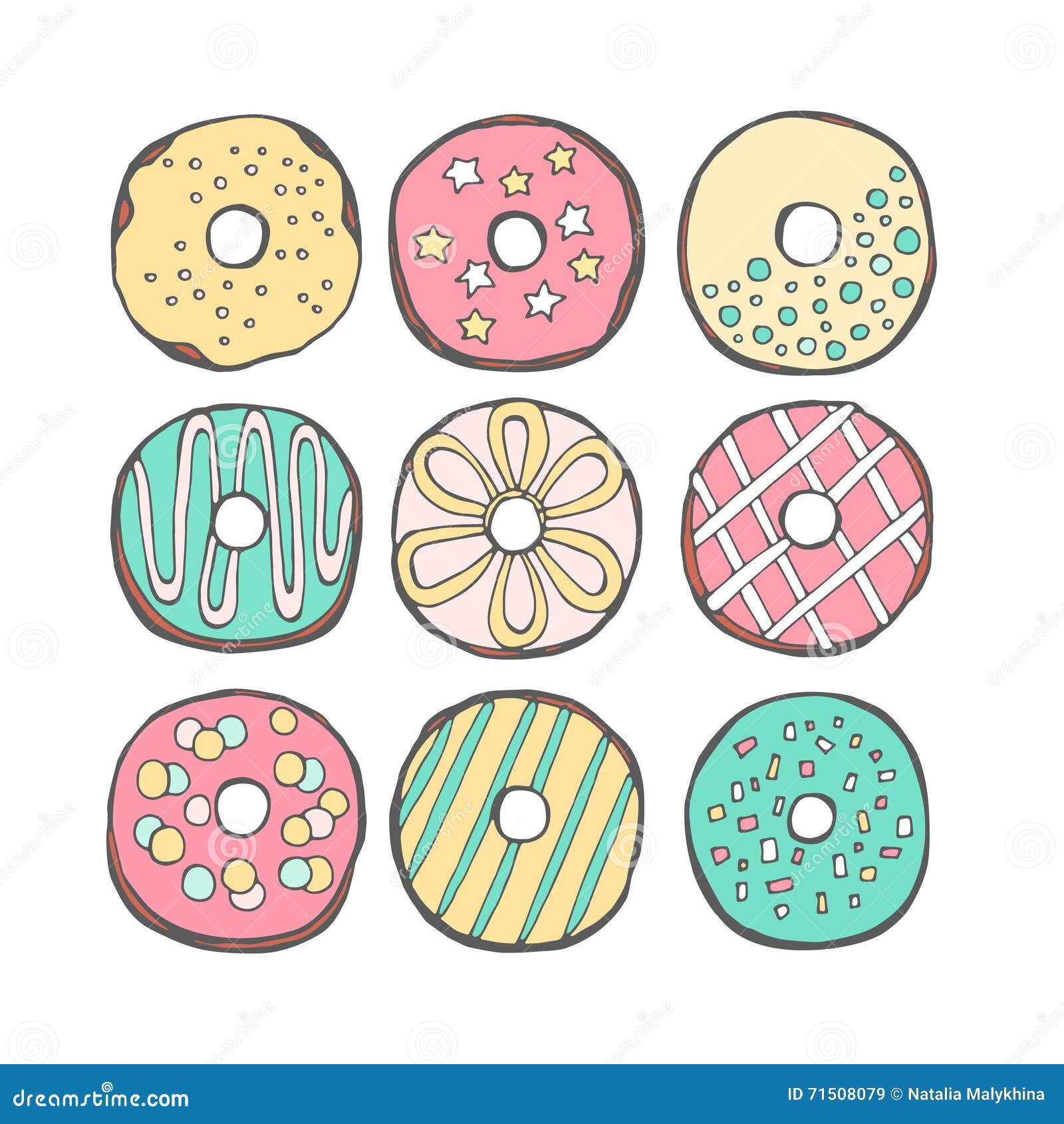 Vector Donuts Cute Stock Vector Illustration Of Food 71508079