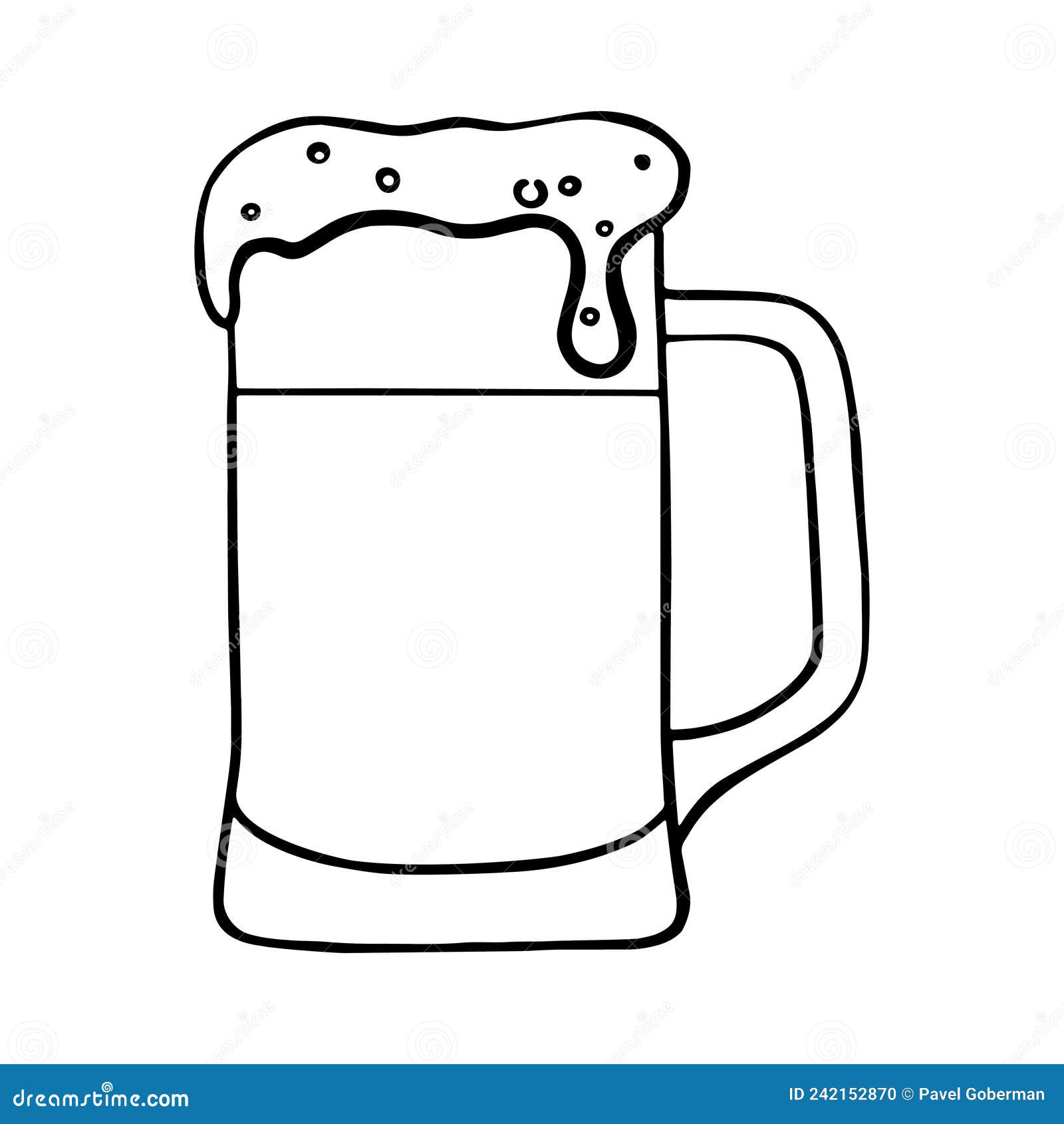Vector Doodle Beer Mug Icon, with Foam, Symbol of Germany Stock Vector Illustration of object