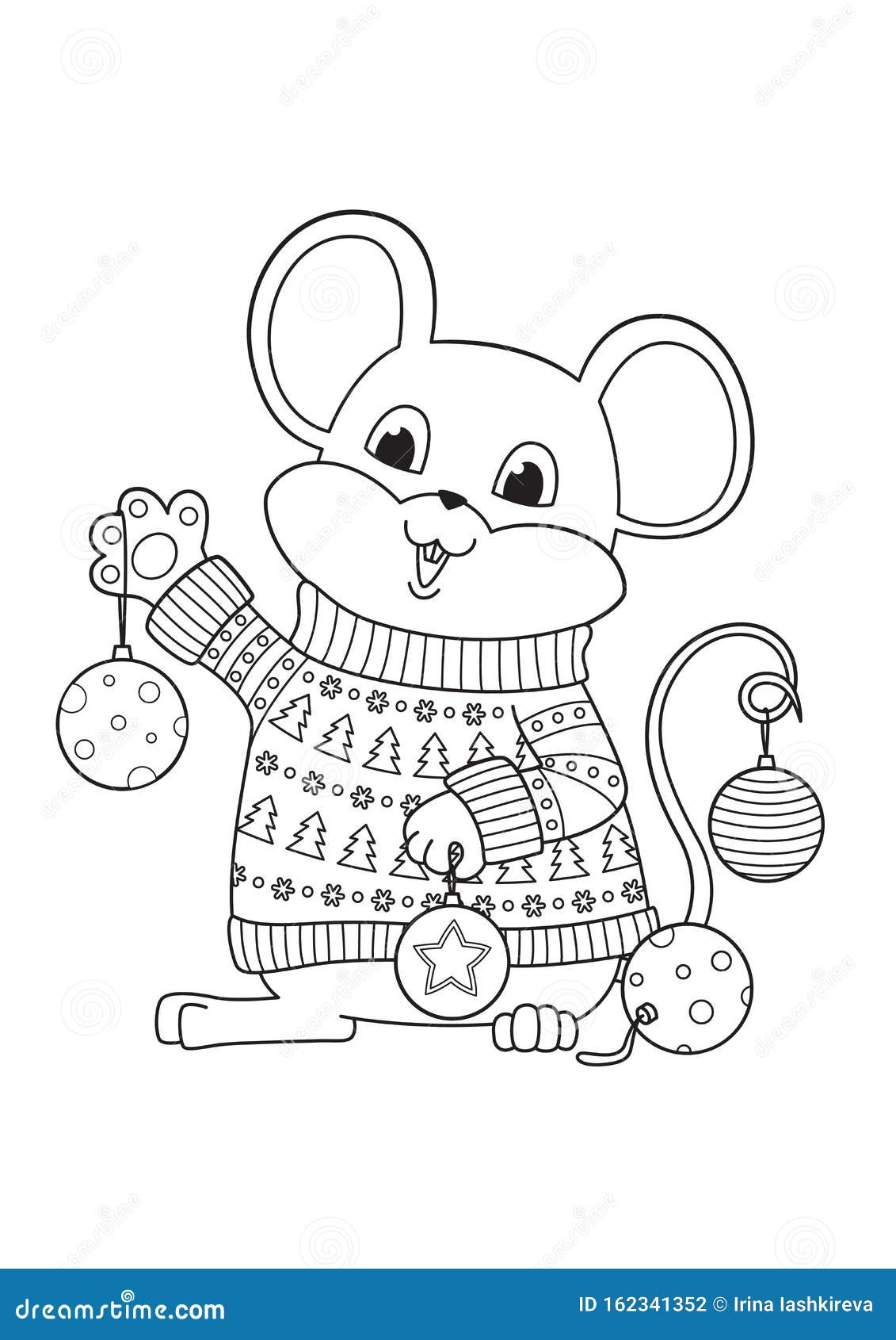 Download Vector Doodle Coloring Book Page Cute Mouse Dressed In A Sweater New Year And Christmas Illustration Stock Illustration Illustration Of Color Adult 162341352