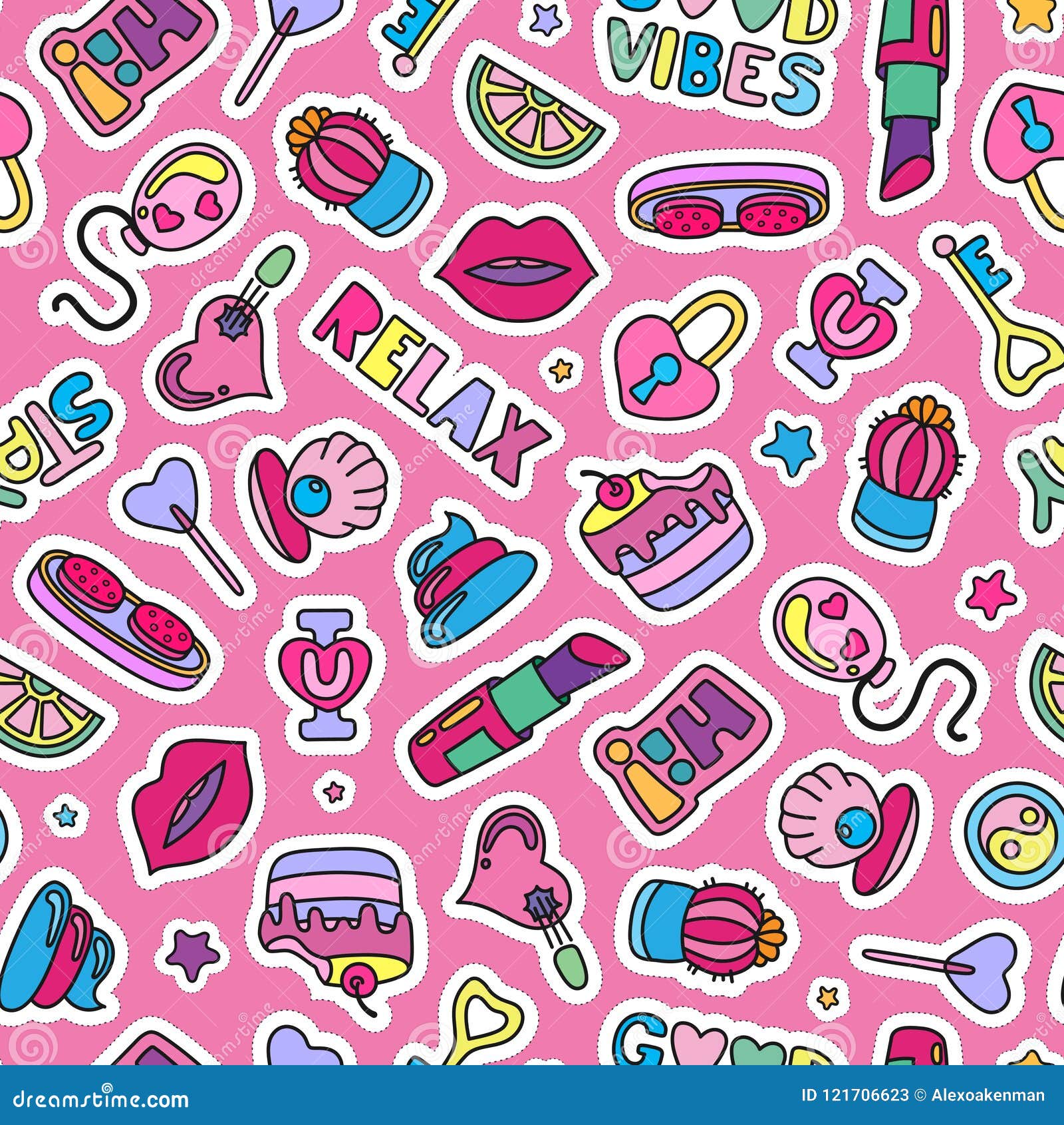  doodle girly party seamless pattern, texture or background